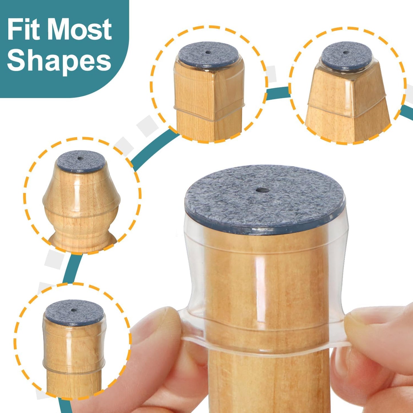 24 Pcs Chair Leg Floor Protectors Round, Silicone Felt Furniture Leg Pads Caps Covers for Hardwood Floors (Fit 1-5/16" to 2")