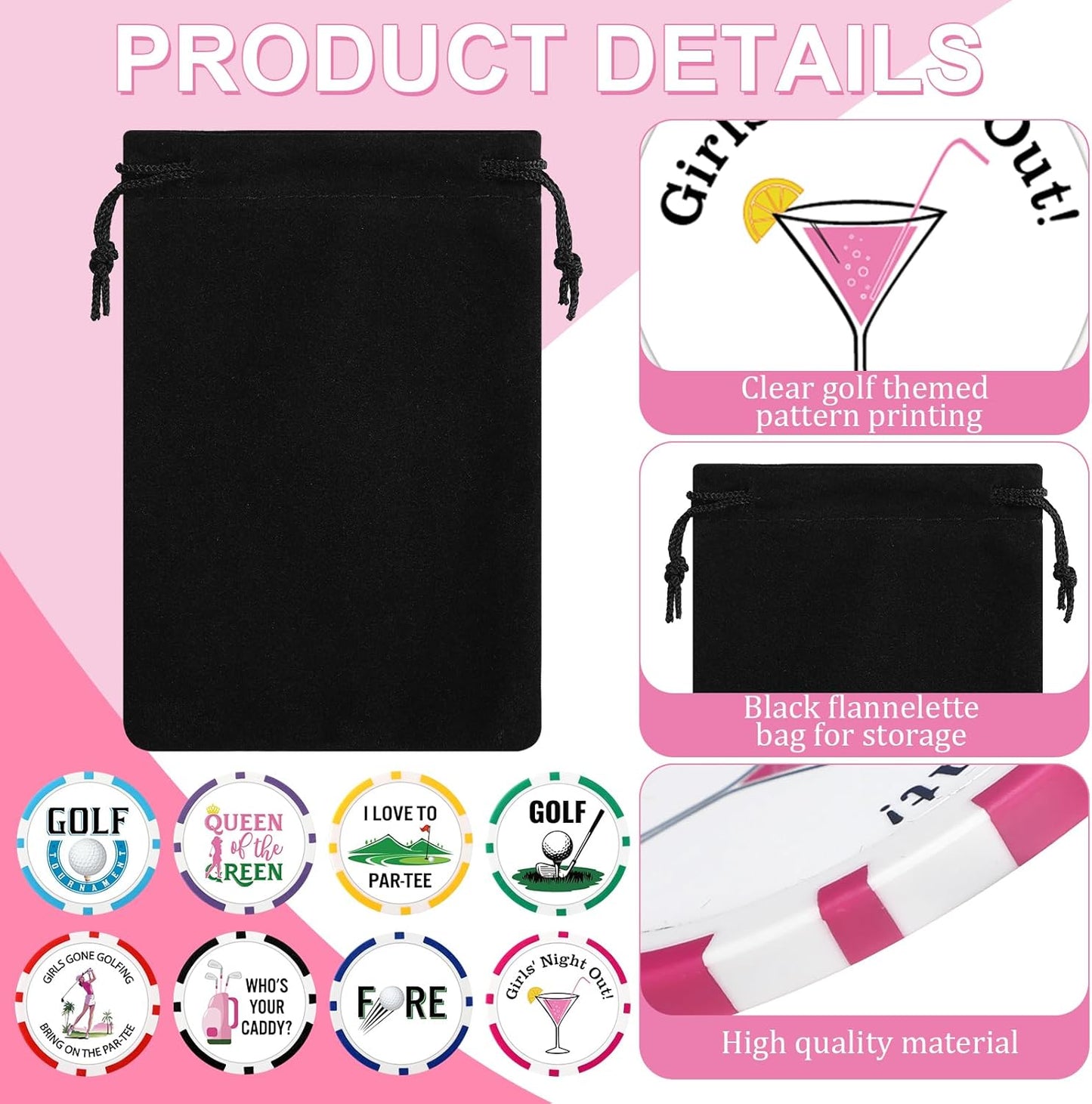 Sosation 24 Pcs Golf Ball Marker Funny Poker Chip Collection Poker Chip 1.57 Inches Ball Marker Set for Adult Accessories, 8 Styles