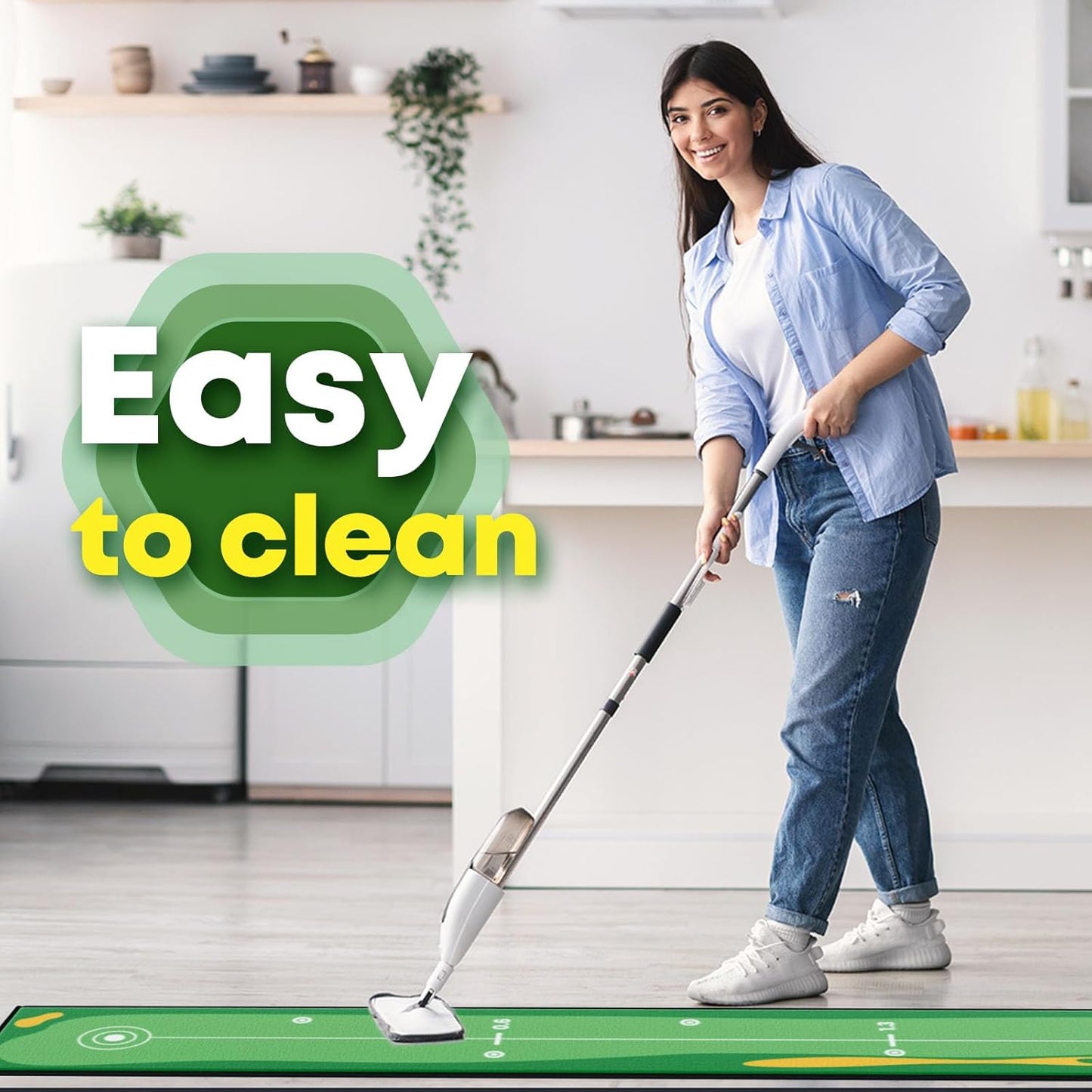 Golf Putting Mat Indoor & Outdoor Professional Practice Putting Green Mat with Distance Marker Anti Slip Backing Golf Accessories Portable Training Matt