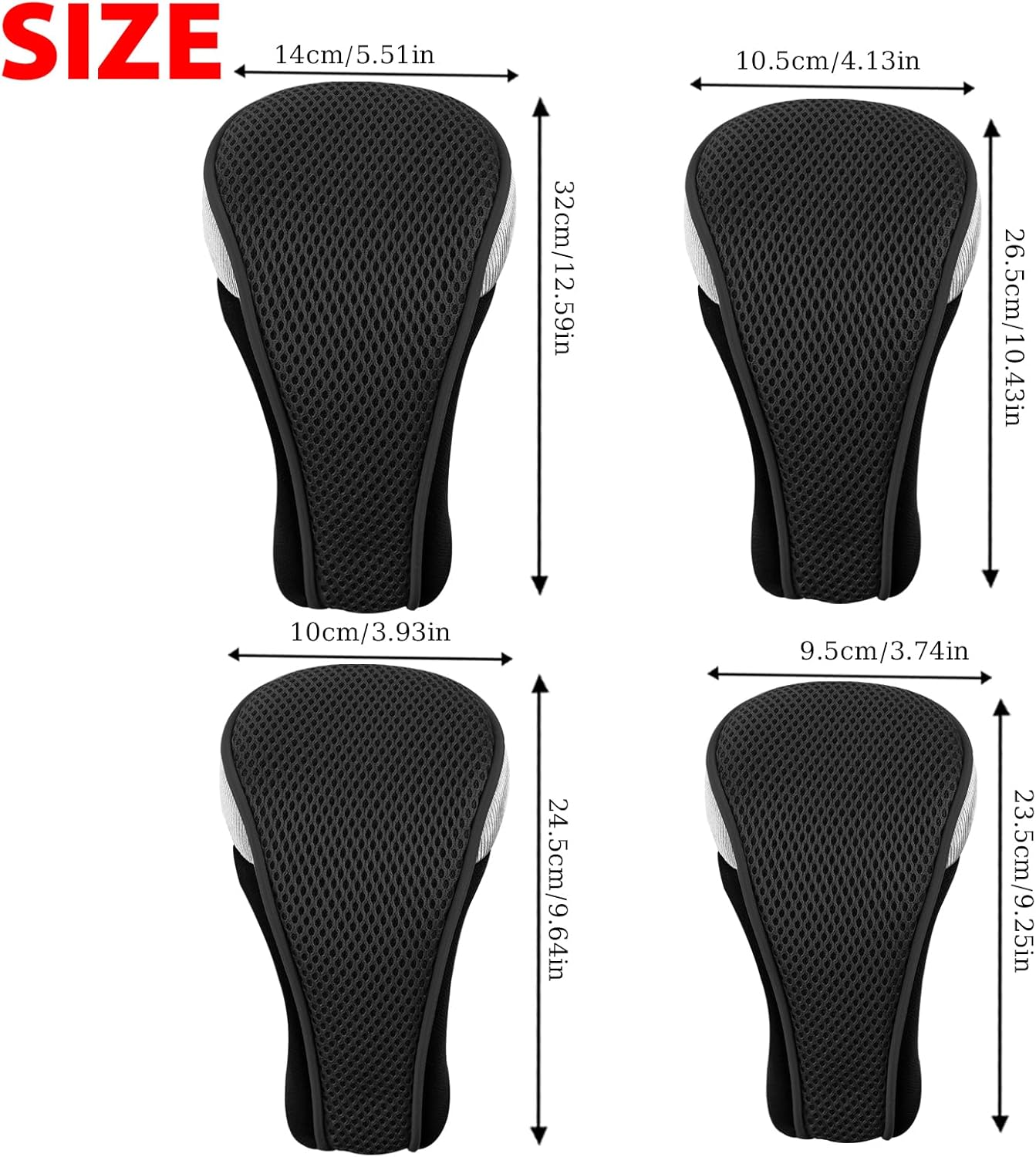 Andux 4pcs/Pack Mesh Golf 460cc Driver Fairway Wood Club Head Covers with Interchangeable No. Tags