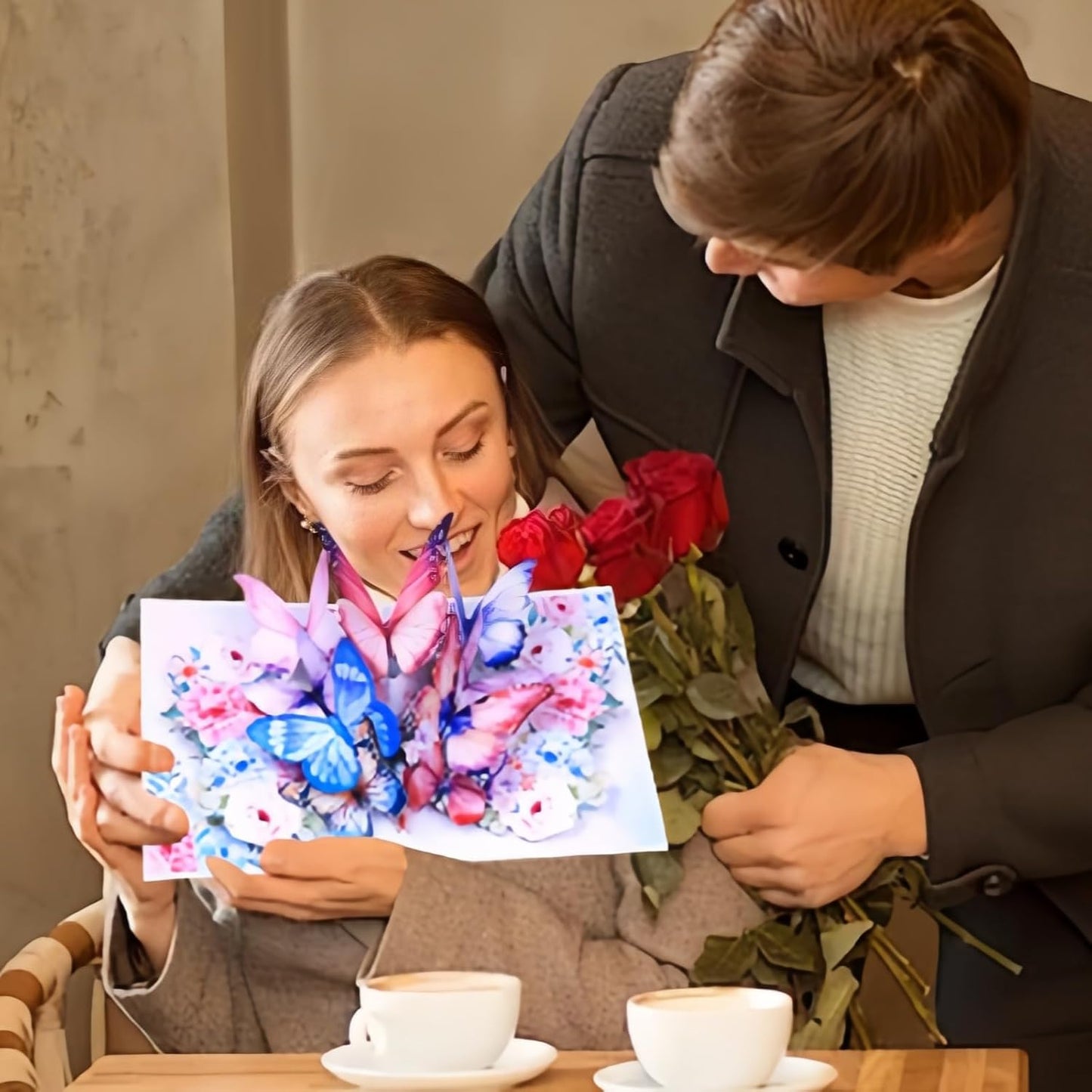 Greeting Cards with Envelopes, Pop-up Style,Butterfly Card for Mother's Day Valentines Day birthday Thinking of You Card for Wife,Girlfriend (Cute Butterflies)