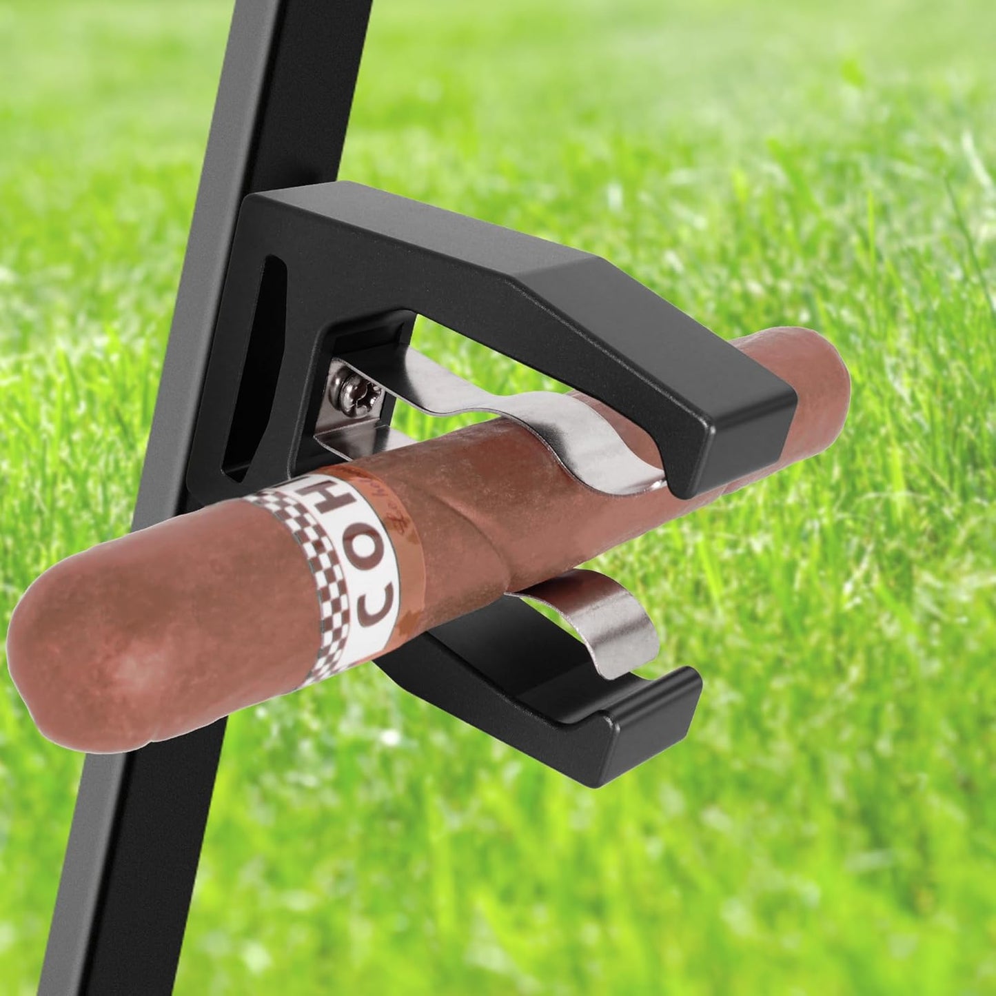 JIAYAN Magnetic Holder for Golf Cart Aluminum Alloy & Stainless Steel Clip Equip with Loop Strap Fit for Golfing, Fishing, Grilling, Camping Golf Accessory for Golf Lovers(Black)