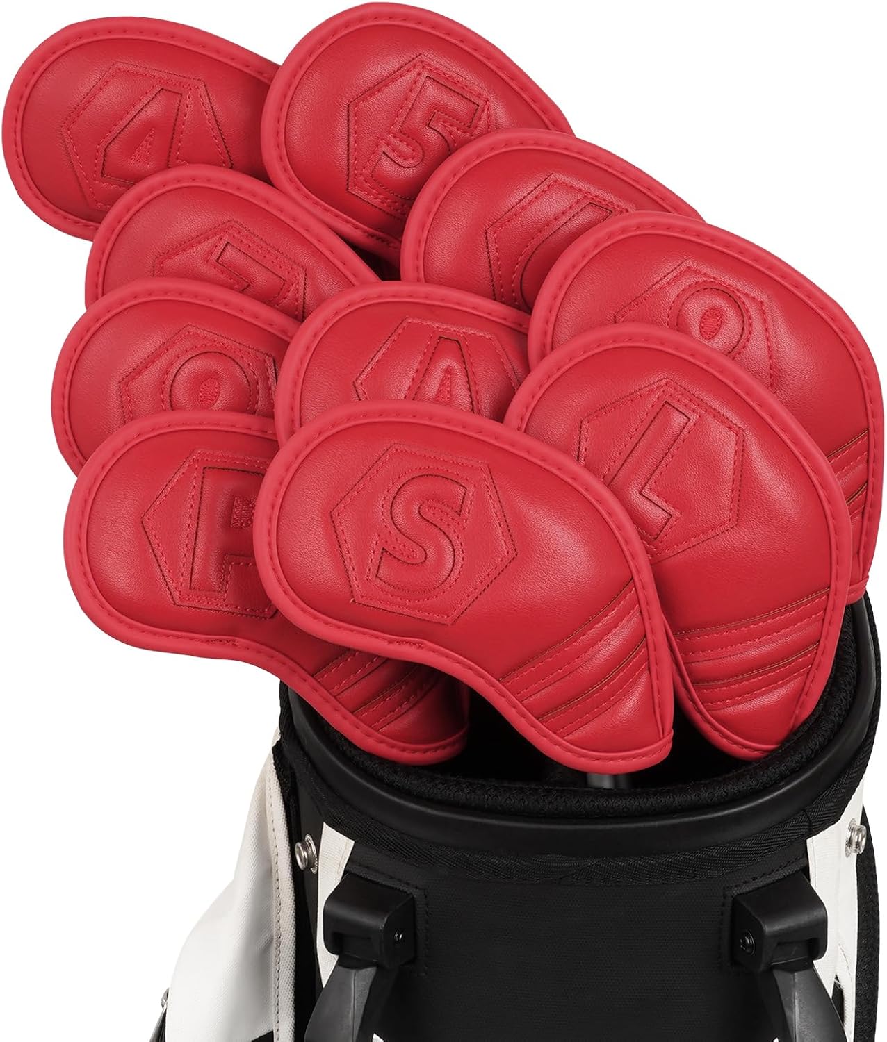 Magnetic Golf Iron Covers Set 10 Pcs Golf Iron Headcovers PU Leather Easy Off/On Protective Cover