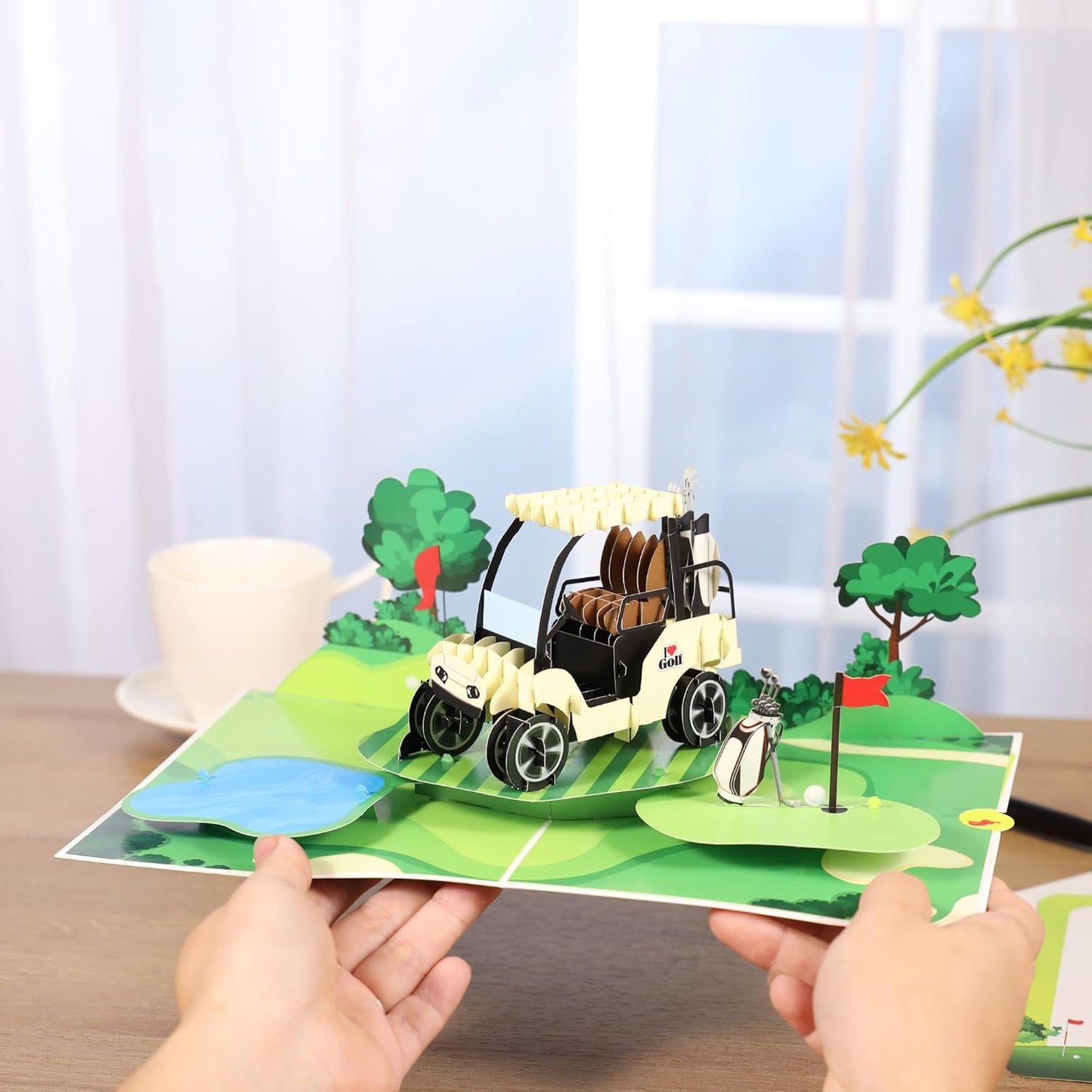 Pop Up Birthday Card for Men, 3D Golf Fathers Day Card for Dad, Golfers, Husband, Grandpa, Pap, Him, Son; All-Occasion Father’s Day, Congratulations, Thank You, Retirement for Boss, Coworker, 6x8 in