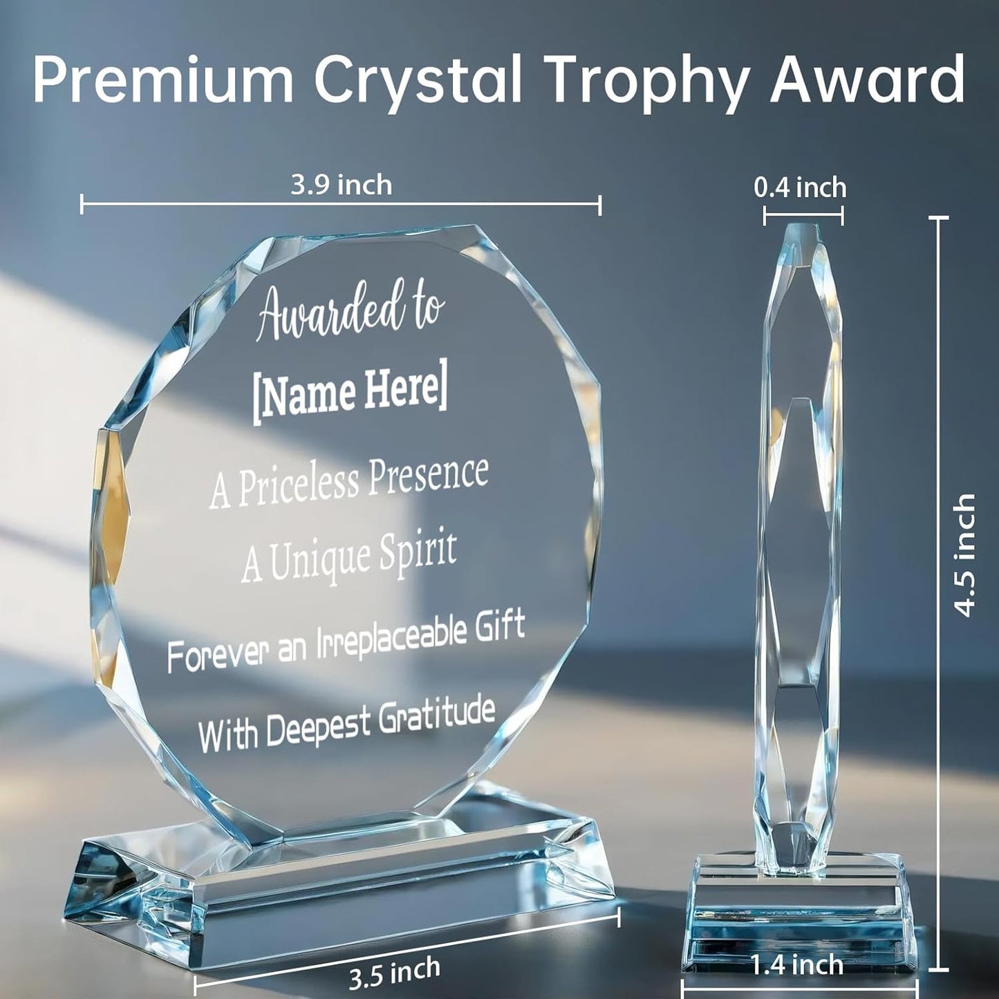 Custom Crystal Awards and Trophies – Personalized Engraved Glass Plaques for Employee Recognition, Appreciation, Farewell, Retirement, Coworker Gifts, Sports Achievements
