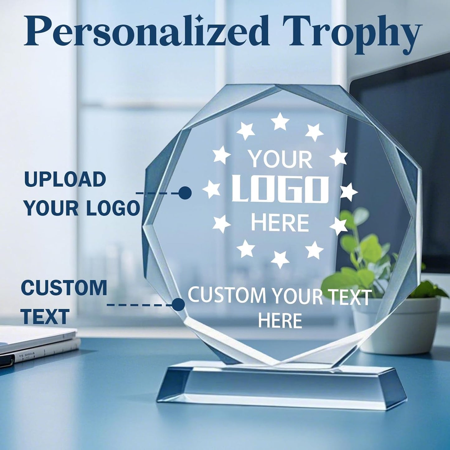 Personalized Crystal Trophy Award - Plaques Personalized Engraved - Coworker Gift, Employee Appreciation Gift, Anniversary Farewell Retirement Gift - Custom Employee Recognition Awards and Trophies