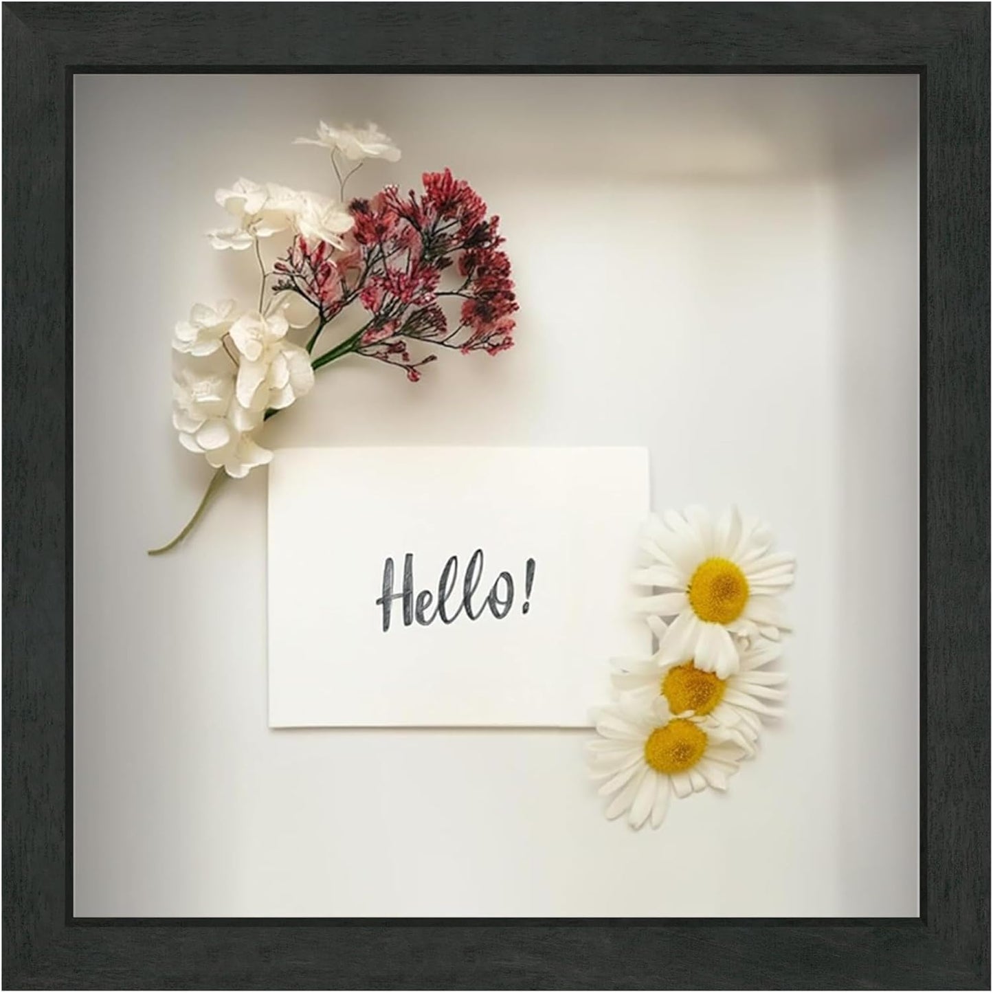 FrameWorks 11x11 Driftwood Wooden Shadow Box Frame – Soft Felt Back, Tempered Glass, and Included Elegant White Ball Push Pins