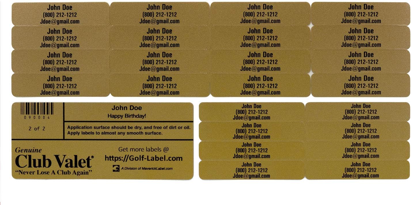 Customized Golf Club Labels – 24 Classy Identification Personalized Labels for Golf Clubs, Tools & More – Weatherproof, Fade Resistant