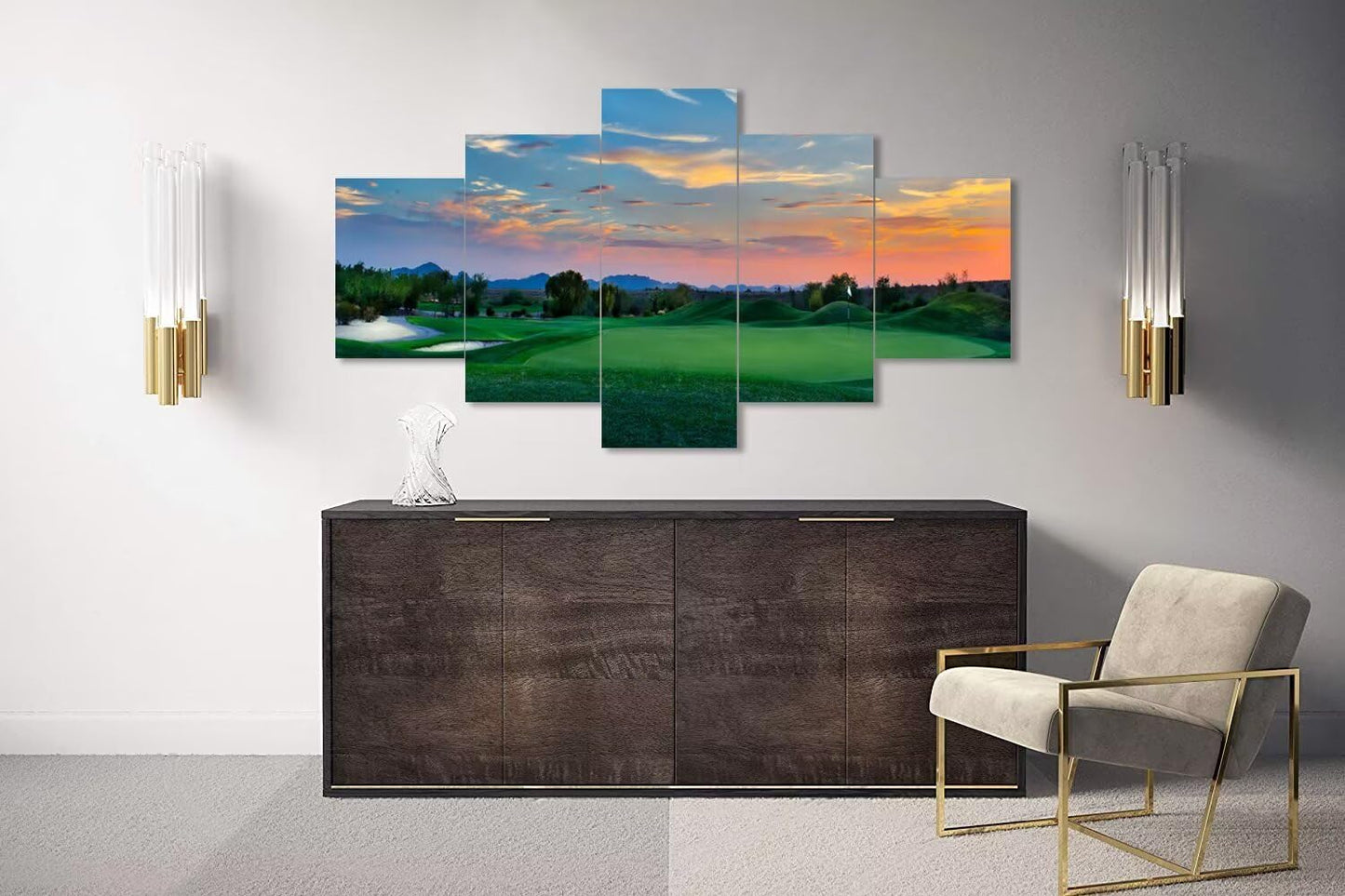 Arizona Scottsdale Golf Course Wall Art for Living Room Bedroom Bathroom - Sunset Arizona Scottsdale Landscape Pictures Posters Framed Artwork Canvas Prints Ready to Hang(50''W x 24''H)