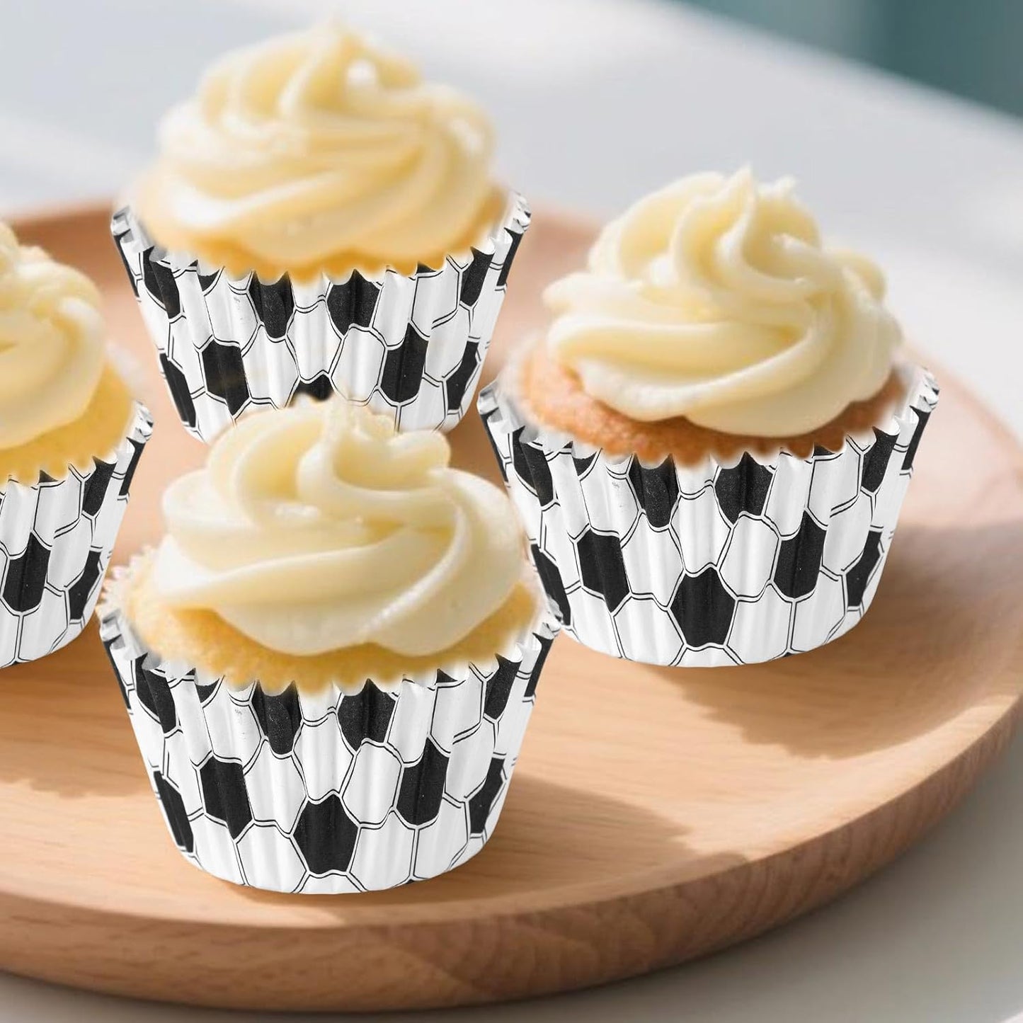 300pcs Soccer Cupcake Liners, Soccer Football Muffin Wrapper Paper Baking Cup Holder Case Sport Themed Party Favor Decoration for Cup Cake Dessert Candies Wedding Birthday