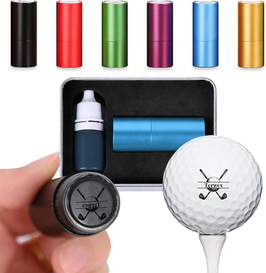 Personalized Golf Ball Stamp with Ink & Metal Box, Custom Name Reusable Golf Ball Marking, Golf Accessories, Gifts for Golf Lovers Golfers Dad Husband Father's Day Birthday Christmas Wedding