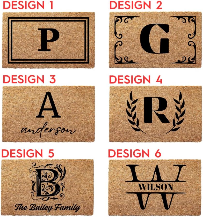 clicked craft Personalized Door Mat with Monogram - Custom Doormat with Anti-Slip Backing - 3 Size Options - Family Doormat Custom Door Mats for Front Door Front Door Mat for Outdoor Decor
