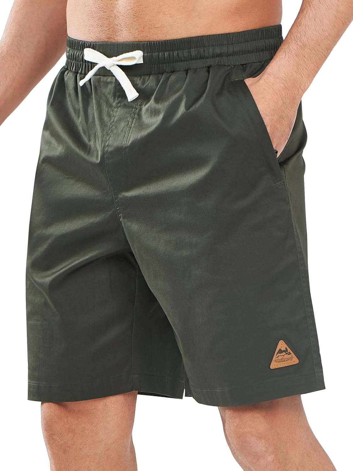 NORTHYARD Mens Casual Shorts-Cotton 9" Golf Hiking Drawstring Elastic Waist Work Shorts with Zipper Pockets