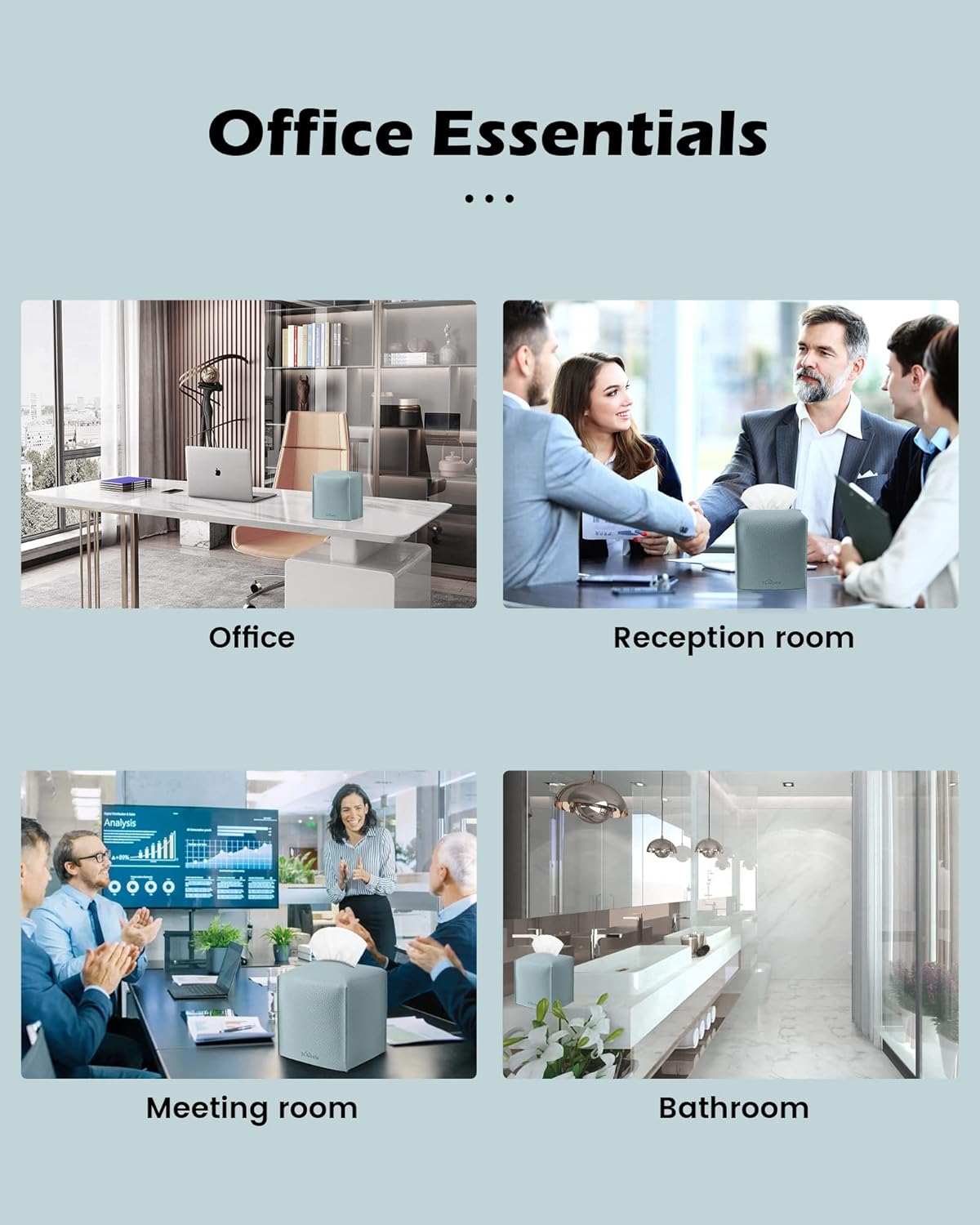 Tissue Box Cover for PU Leather, Modern Simple Solid Color Holder Square Tissue Bag, Ideal for Bathrooms,Office,Car,Nightstand,Outdoor Tent,Dining Table,5"X5"X5", Single Blue