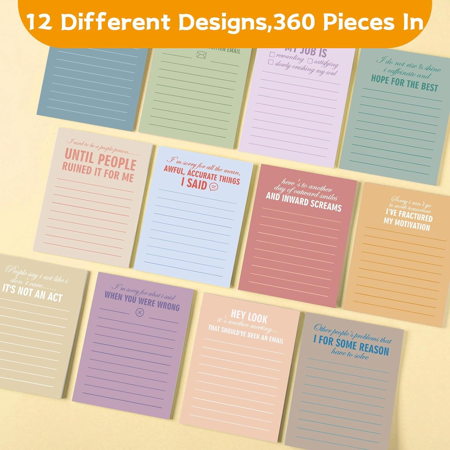 Funny Notepads with Sayings Sticky Funny Office Supplies to Do List Sarcastic Work Assorted Notepad for Workers, 12 Designs, 3 x 3.93 Inch(Vintage Style)