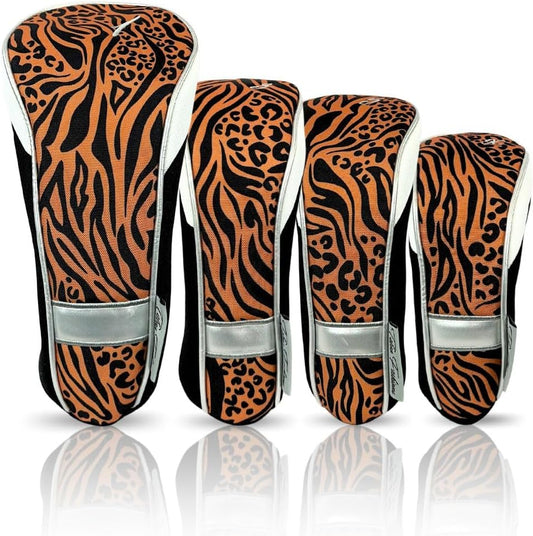 Taboo Fashions Monaco Golf Club Covers for Women - Numbered Golf Headcovers Set for Driver, Fairway and Hybrid Clubs - Weather Resistant, Pack of 4