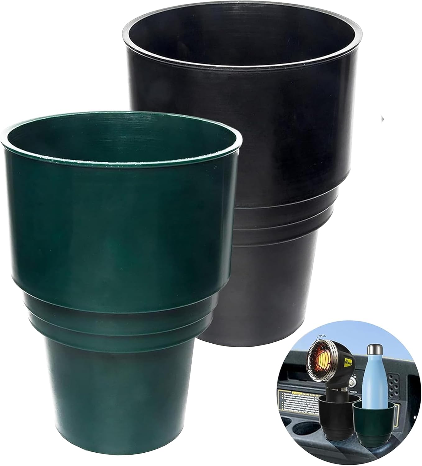 TonGass (2-Pack, 16.4 oz, Black & Green) Universal Fit Golf Cart Cup Holder Insert Drink Holder Compatible with EZGO Yamaha Club Car, Portable Propane Heater Golf Cart Accessories