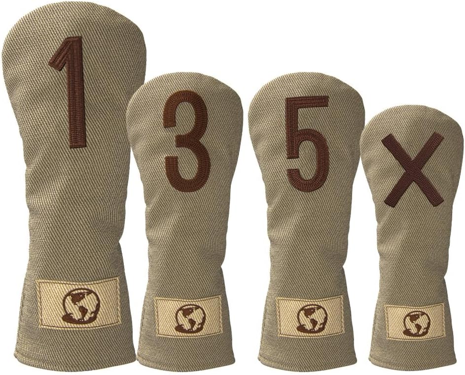 Premium Golf Club Head Covers Set of 4 Fits Drivers Fairways Hybrids 1, 3, 5 and X