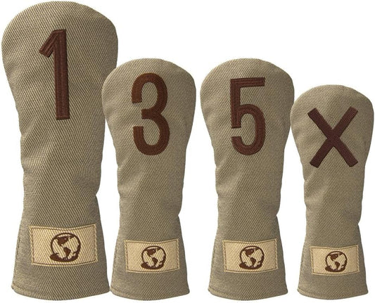 Premium Golf Club Head Covers Set of 4 Fits Drivers Fairways Hybrids 1, 3, 5 and X