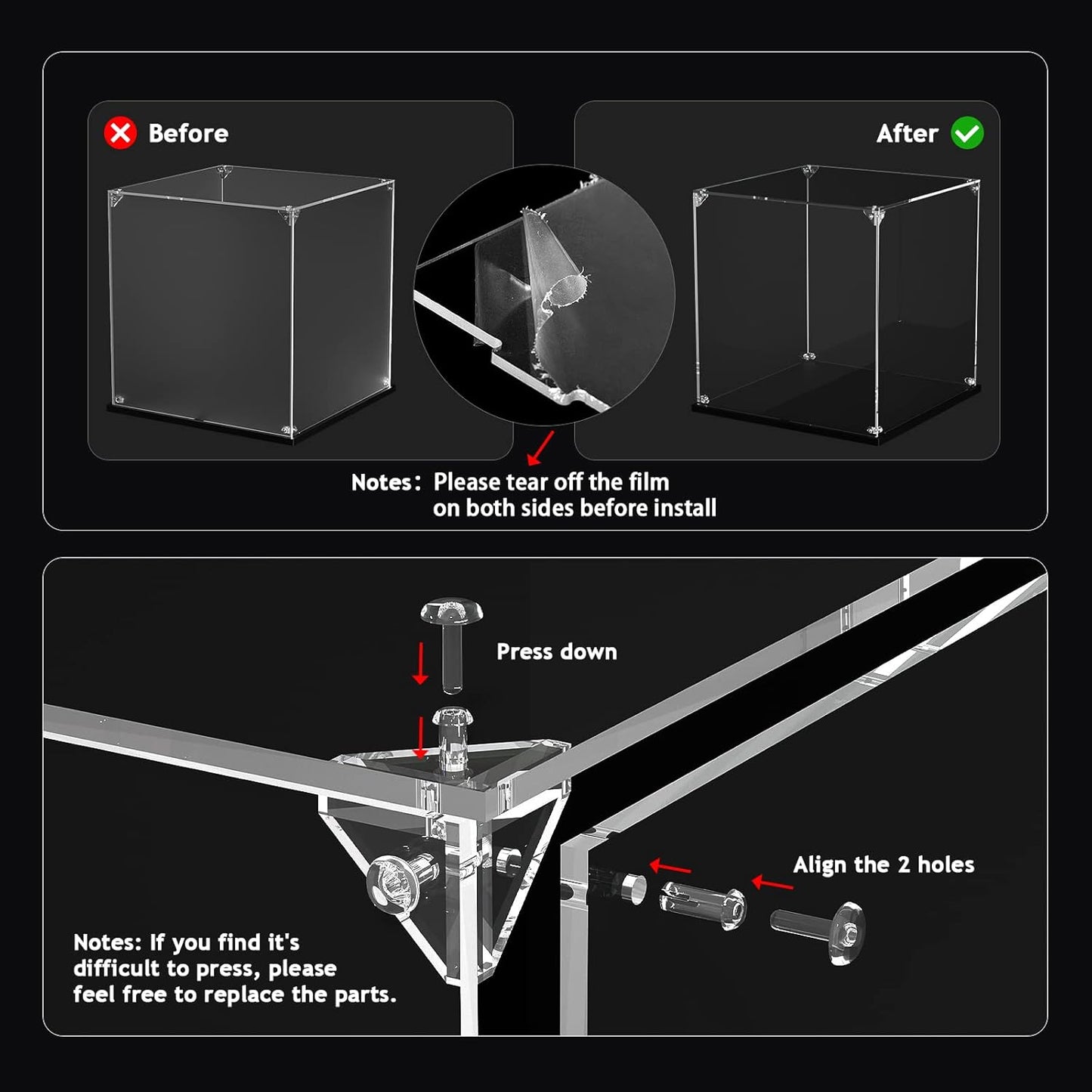 Clear Acrylic Display Case ,Self-Assemble Showcase for Collectibles, Action Figures, Dolls, Toys - Alternative Glass Box for Commemorative Gifts(15.75x7.87x7.87 inches, 40x20x20 cm)