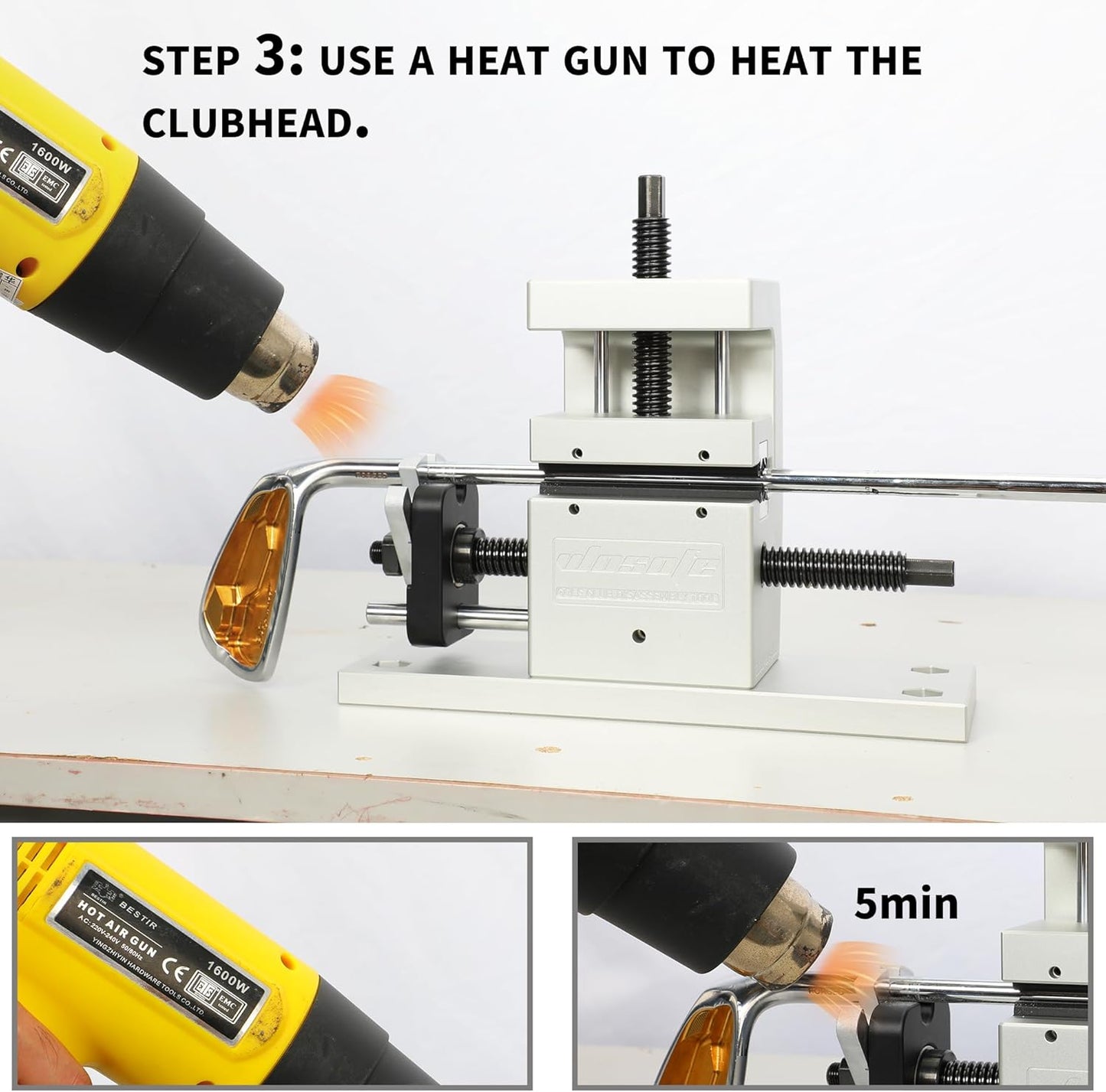 wosofe Golf Vice Clamp, Golf Shaft Kit Ferrules Head Removal Machine, Golf Clubhead Removal Tool, Works Shaft Puller Fitting Workshop Separator Repair Tools for All Club Shafts