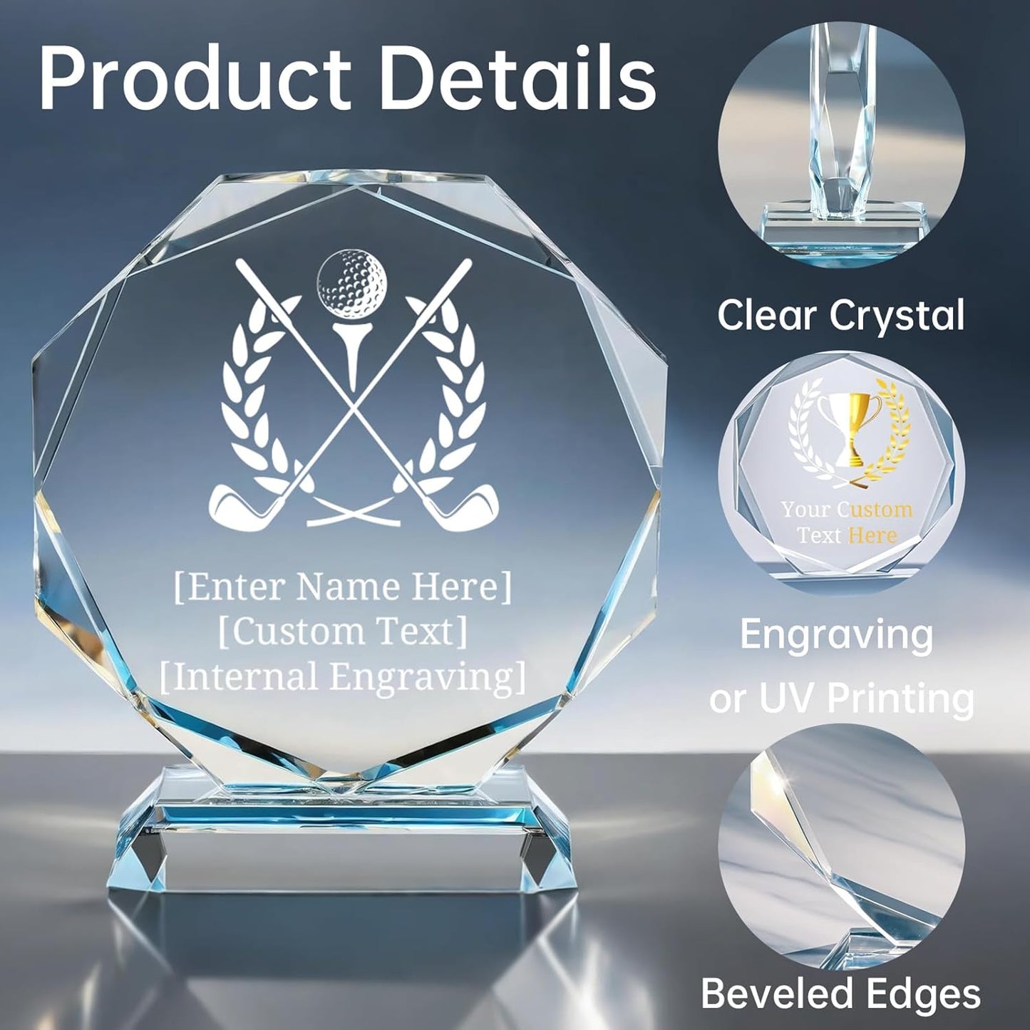 Custom Crystal Awards and Trophies – Personalized Engraved Glass Plaques for Employee Recognition, Appreciation, Farewell, Retirement, Coworker Gifts, Sports Achievements