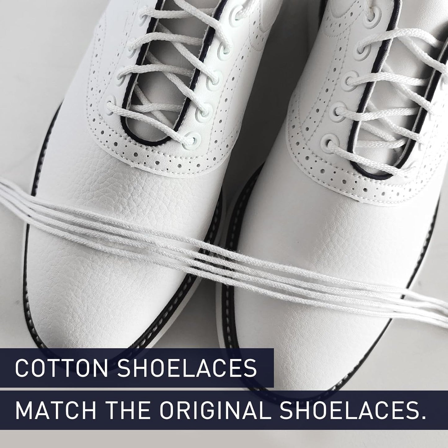 2 Pairs Cotton Golf Shoe Laces for FootJoy Sports Shoes, Round Thin Dress ShoeLaces Replacement Shoe Strings