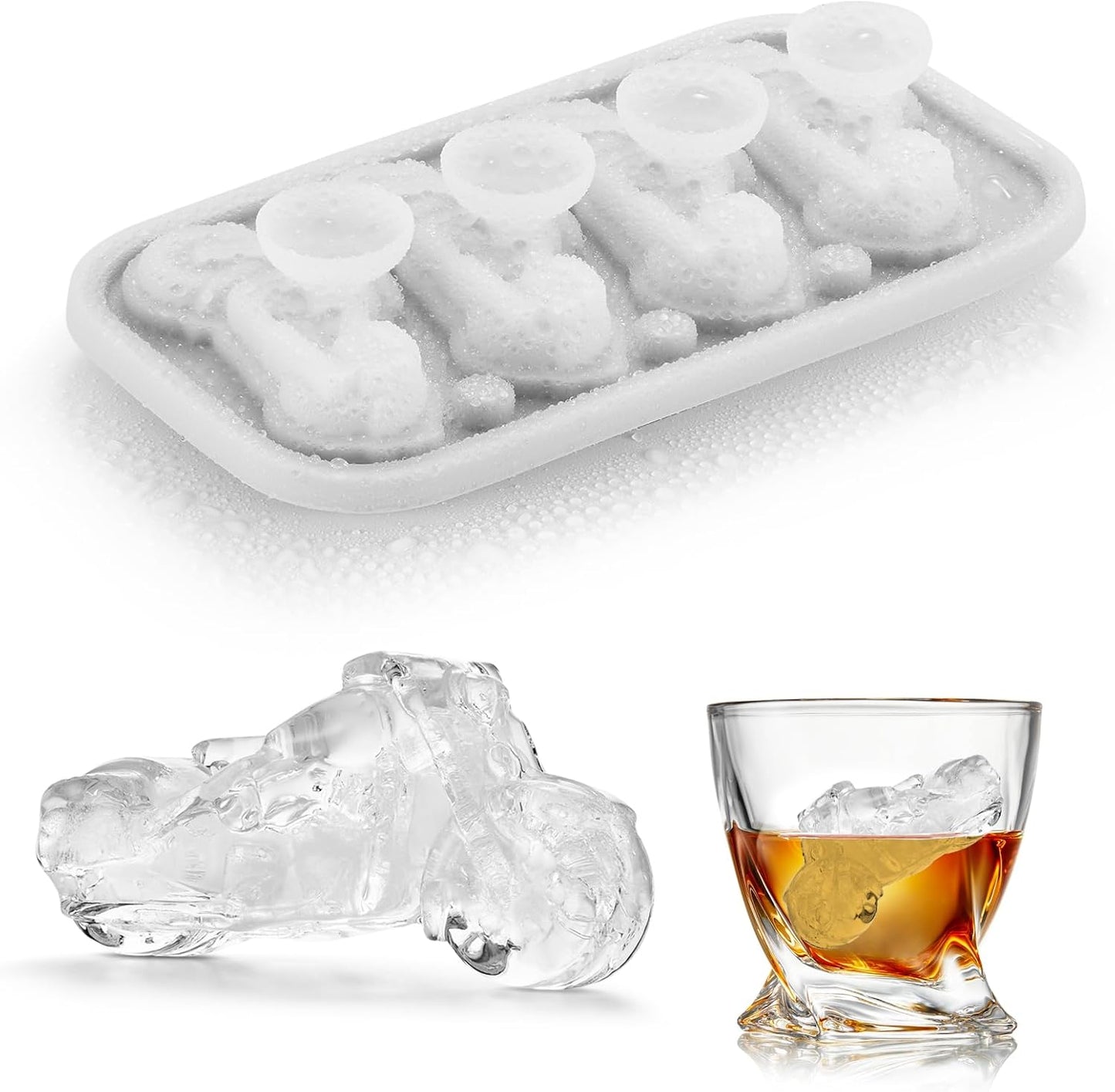 Novelty Motorcycle Ice Cube Mold, Funny Motorcycle Gifts for Men, Holiday Stocking Stuffers for Men, Large Ice Cube Molds for Whiskey, Bourbon, Cocktails