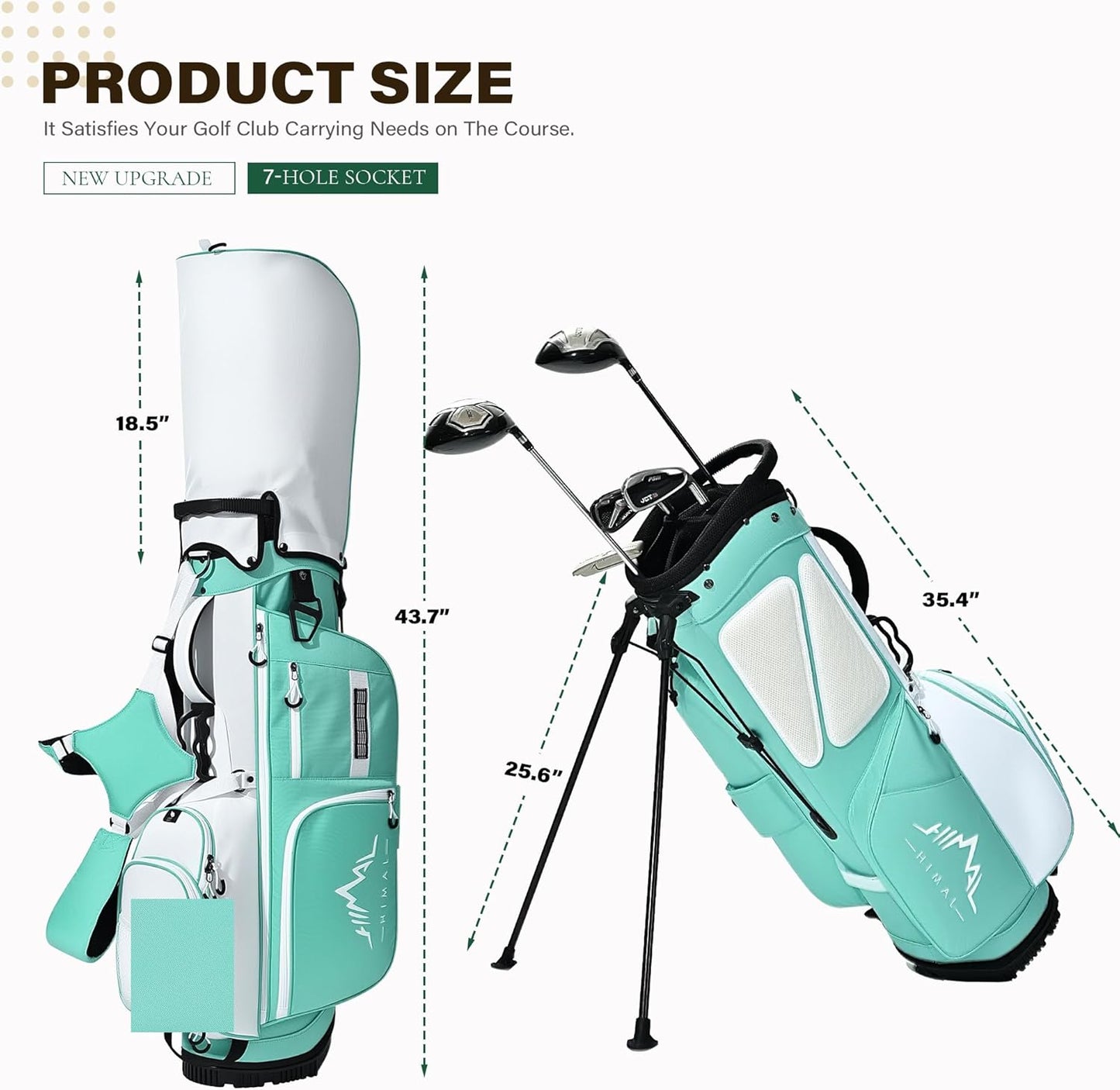 Golf Stand Bag with 7 Way Top Dividers, Lightweight Golf Bags for Men Women with Multiple Pockets, Dual Straps