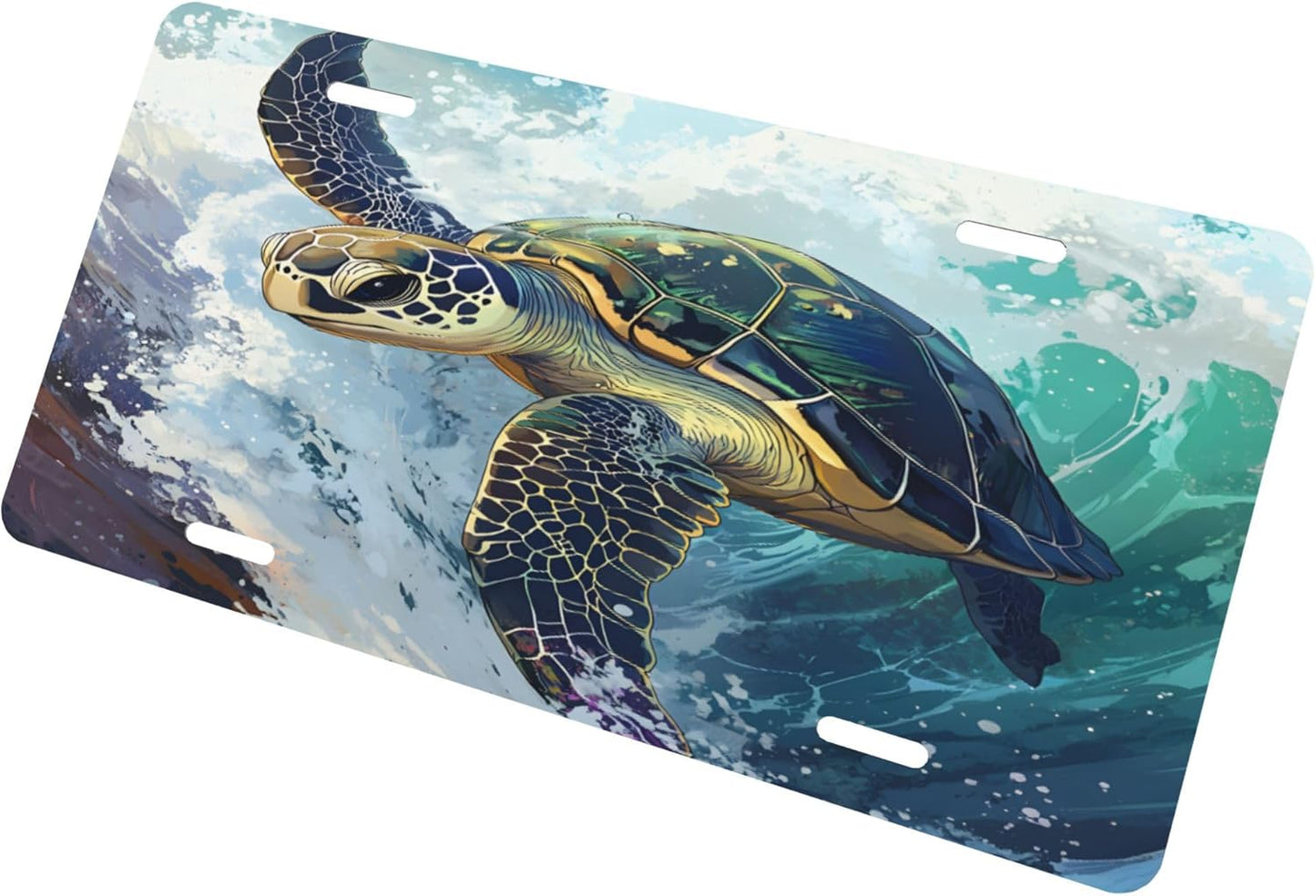 Custom License Plate Personalized Ocean Turtle Funny Aluminum Front License Plates Decorative Rust-Free Metal Car Plate Covers for Women Men Car Tag Accessories fit Truck SUV Rv 12 X 6 in