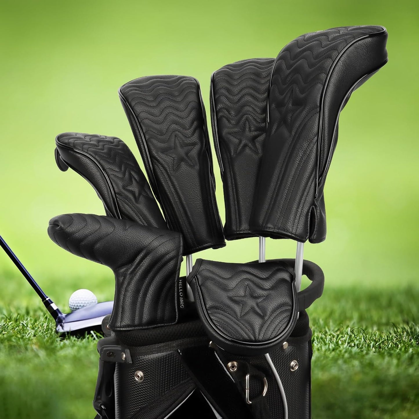 4pcs or 1pc Golf Club Head Covers for Woods, Driver, Fairway, Hybrid – Premium PU Leather with Interchangeable Tags & Magnetic Blade and Mallet Putter Covers