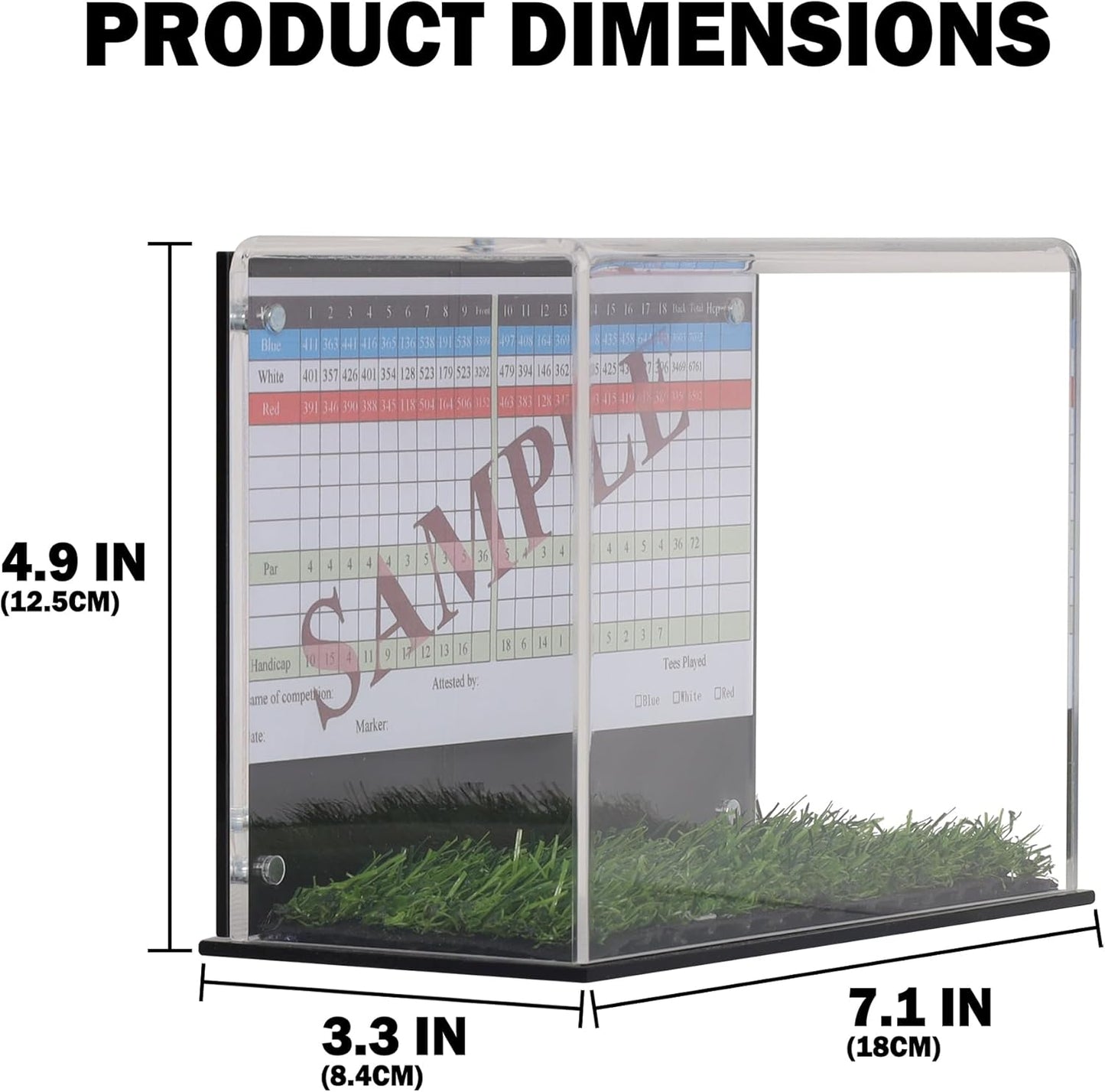 Golf Ball Display Case Stand with Turf Base