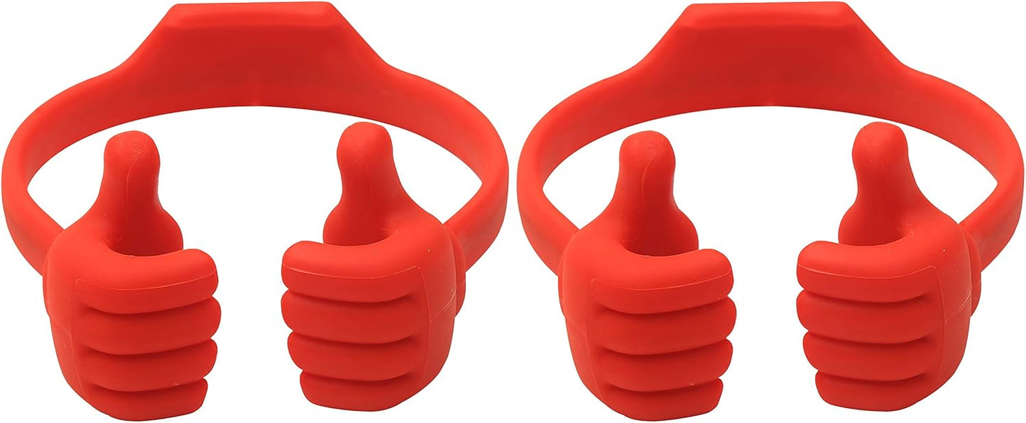 Honsky Cell Phone Stand Holder 2-Pack,Thumbs Up Lazy Phone Stand,Universal Adjustable Flexible Dock for All Phones & Tablets,Cute Stocking Stuffer Gift for Teen Girls,Red