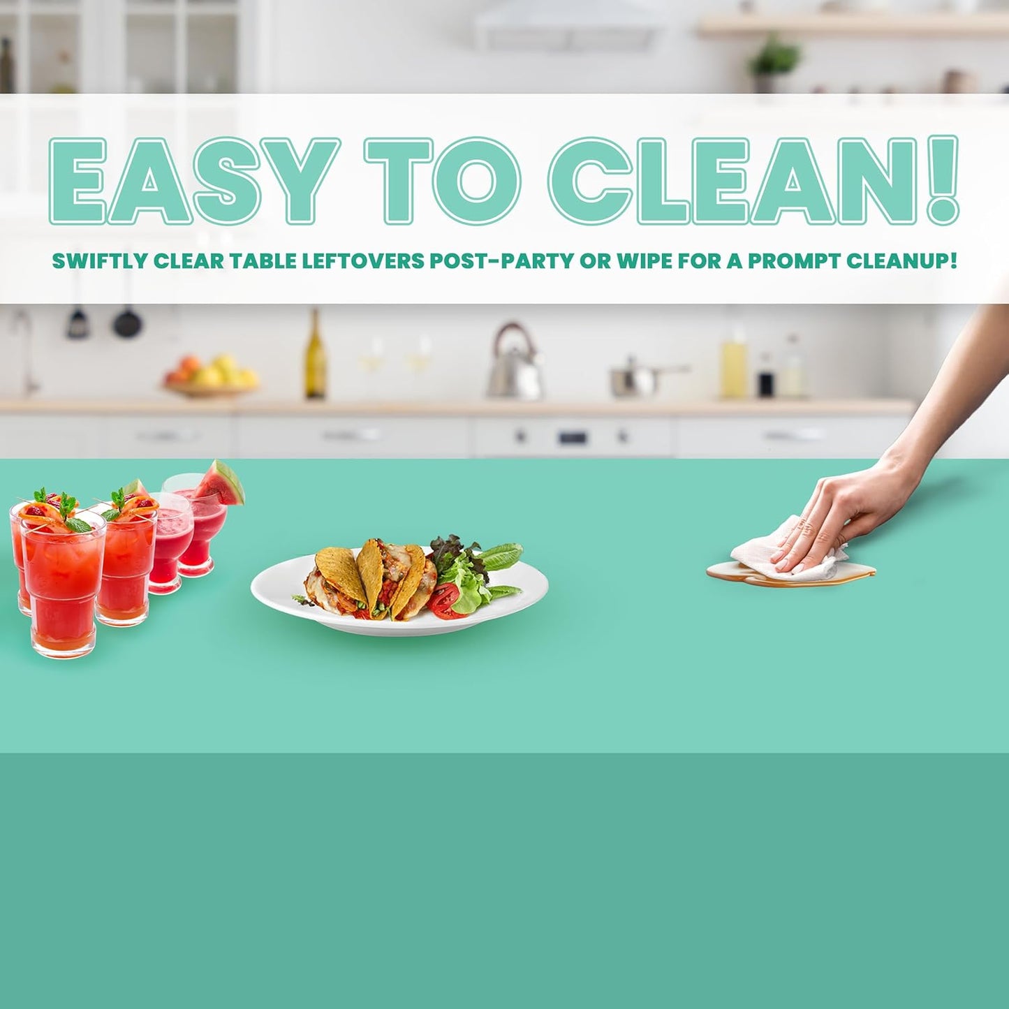 Grandipity 12 Pack Premium Disposable Plastic Tablecloth 54 Inch. x 108 Inch. Decorative Rectangle Table Cover - Aqua