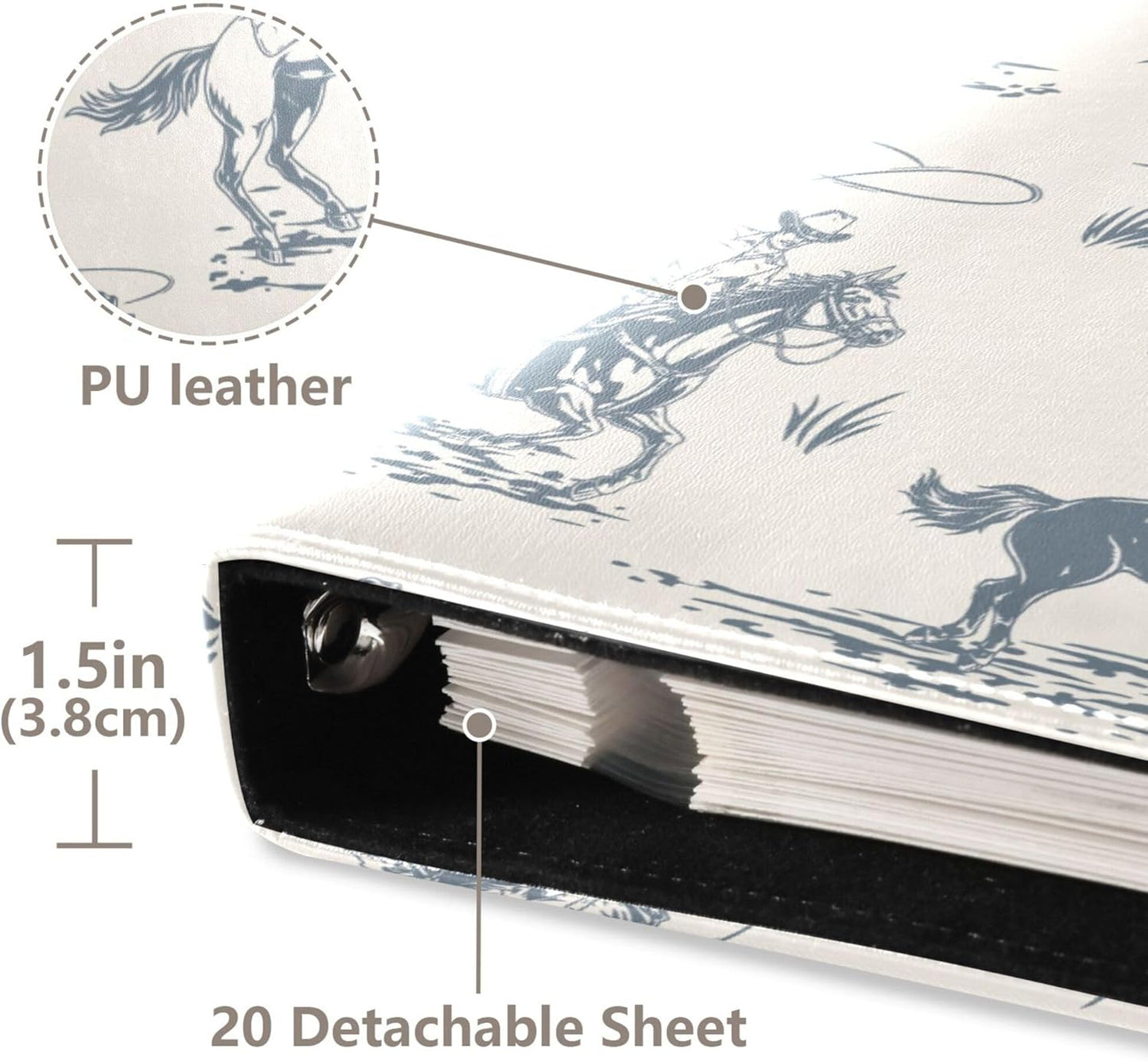 Fisyme Cowboys Horse Western Photo Album Self Adhesive DIY Scrapbook Album for 2x3 4x6 5x7 6x8 Picture 20 Pages Memory Book for Family Wedding