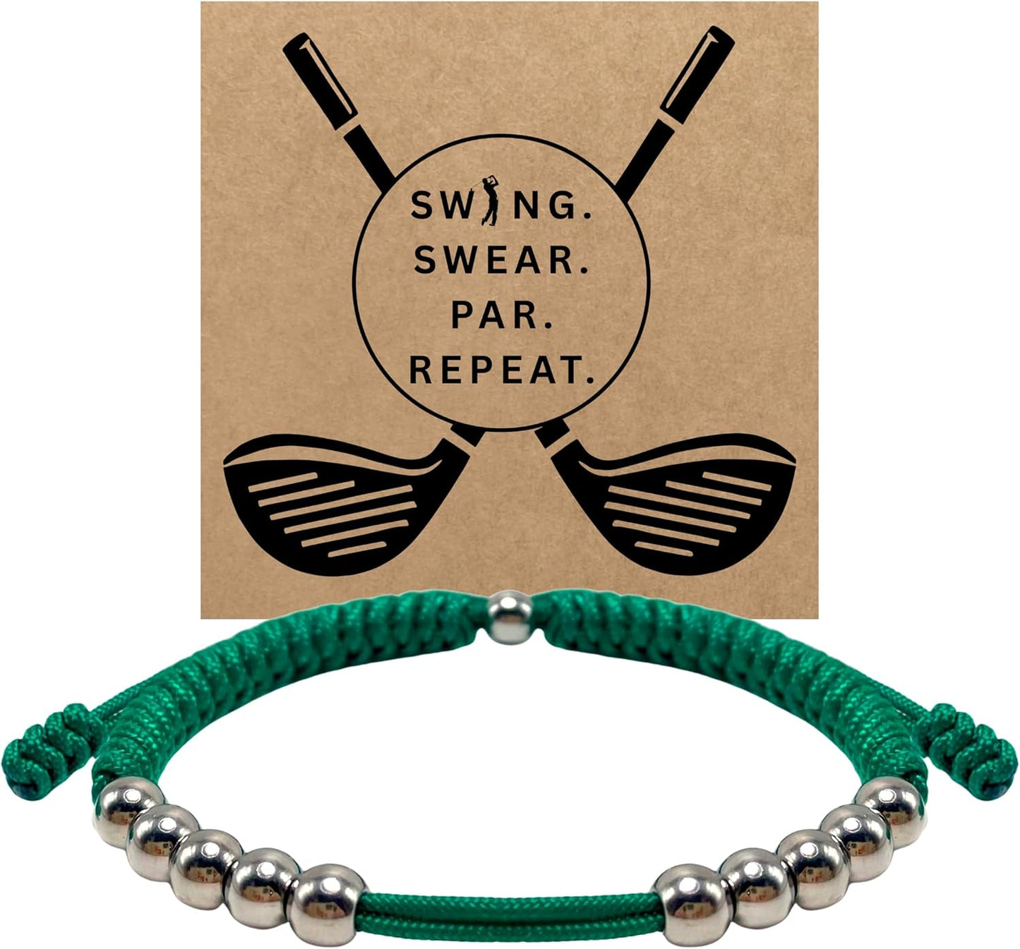 LAMIBEE Premium Golf Stainless Steel 10 Bead Score Counter Bracelet, Golf Stroke Count Bracelet, Resizable Easy Adjust Golf Round Scoring Tracker, Durable Stylish Golf Accessory