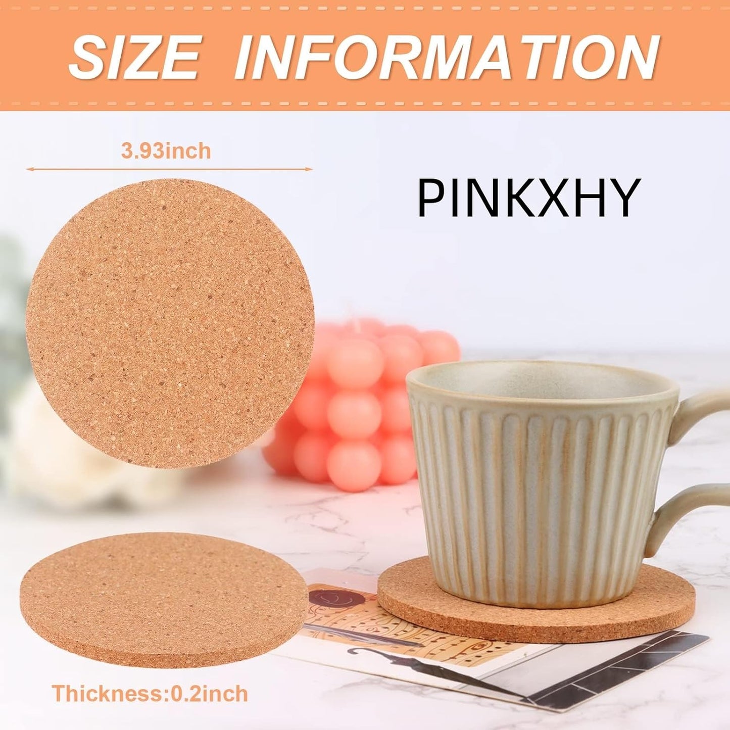 80 PCS Cork Coaster Bulk for Drink Absorbent 4 Inches Tea or Coffee Coaster Set Round Heat Resistant Bar Cup Mat Reusable Table Blank Gift for DIY Craft Holiday Wedding Birthday Party Supply