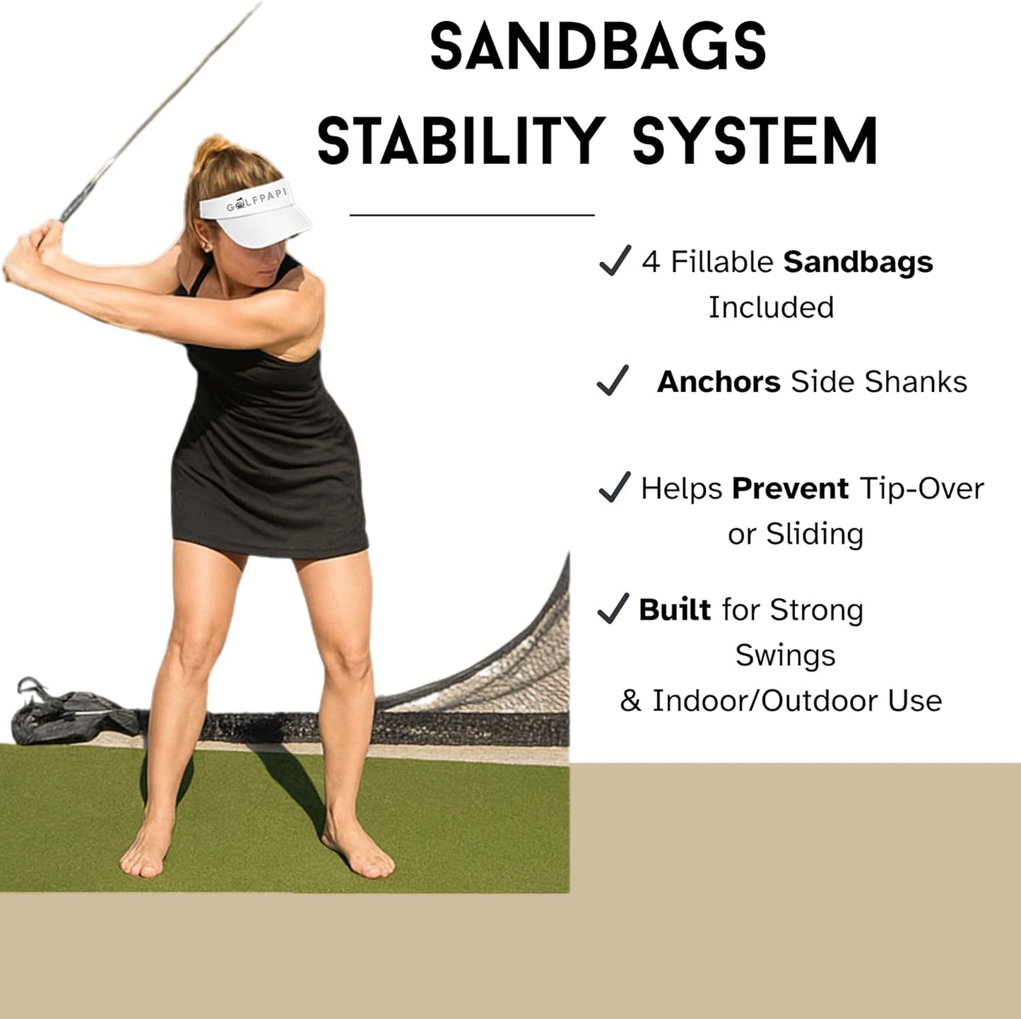 GOLFPAPI Pro Golf Practice Net – Heavy‑Duty 7.5ft & 10ft Steel Frame Hitting Net with 1″ High‑Tension Mesh & Side Shank Protection – Indoor/Outdoor Driving Range & Simulator