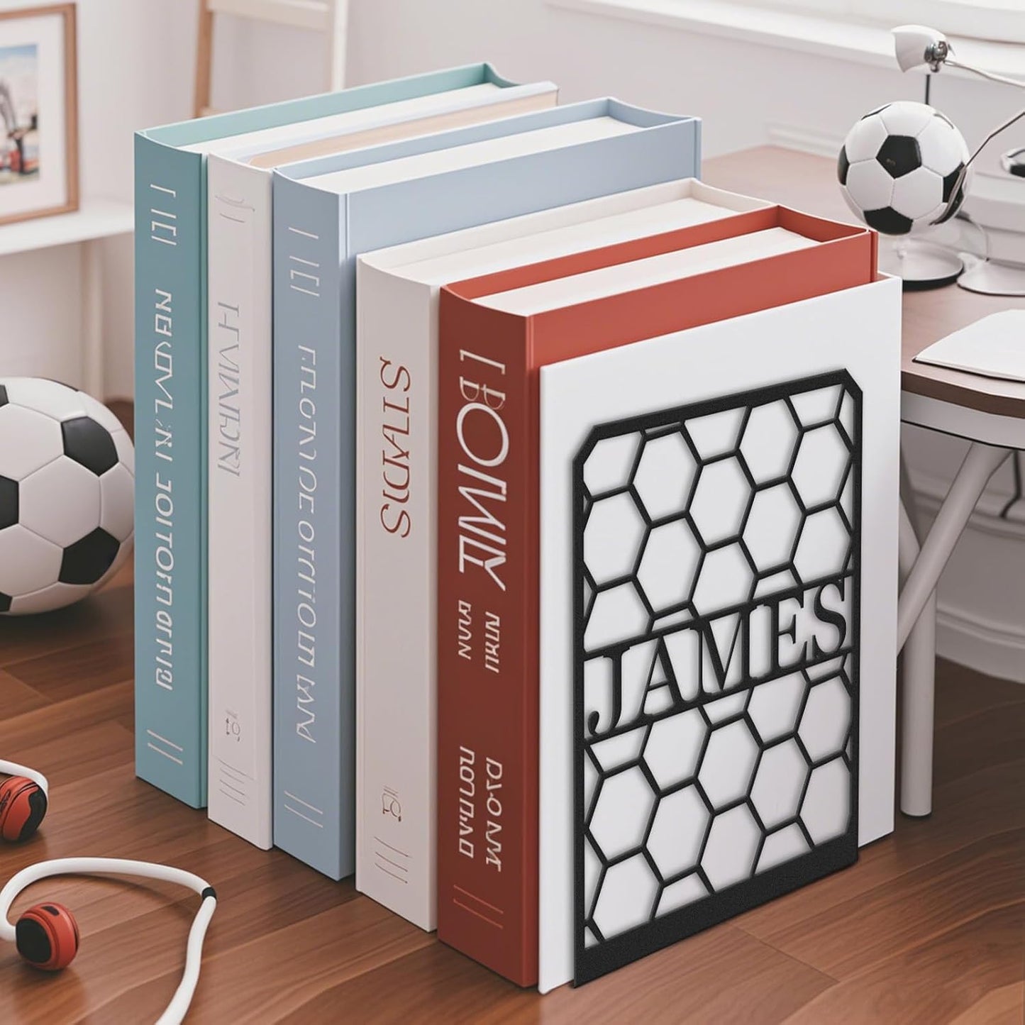 Personalized Name Metal Book Ends 2 Pcs, Unique Bookends for Shelves Room Decorative, Heavy Duty Metal Bookends, Non-Slip Book Stopper, Book Shelf Holder for Home Office School, Book Lovers Gifts