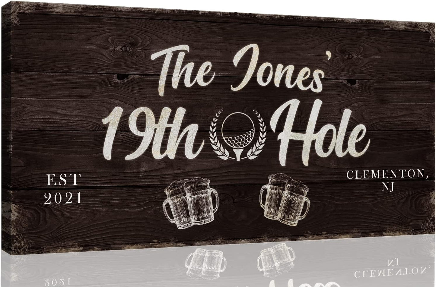 TAILORED CANVASES Golf Art Decor - Personalized Vintage Golf Wall Art Sign for Man Cave, Bedroom, Basement, Home Bar and Custom Gift for Husband, Dad, Wedding & Anniversary - 19th Hole Sign, 60"x30"