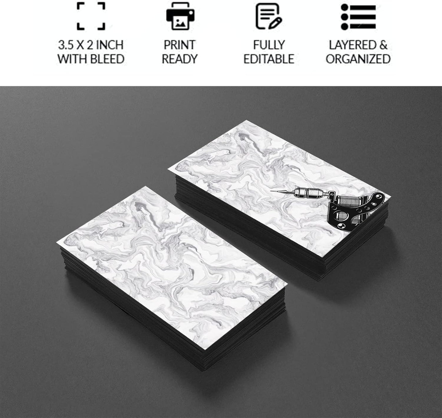 Custom Business Cards 100PCS Double-sided Printing Business Cards Customize with Your Logo Personalized 3.5"x 2" Cards for Business - Tattoo