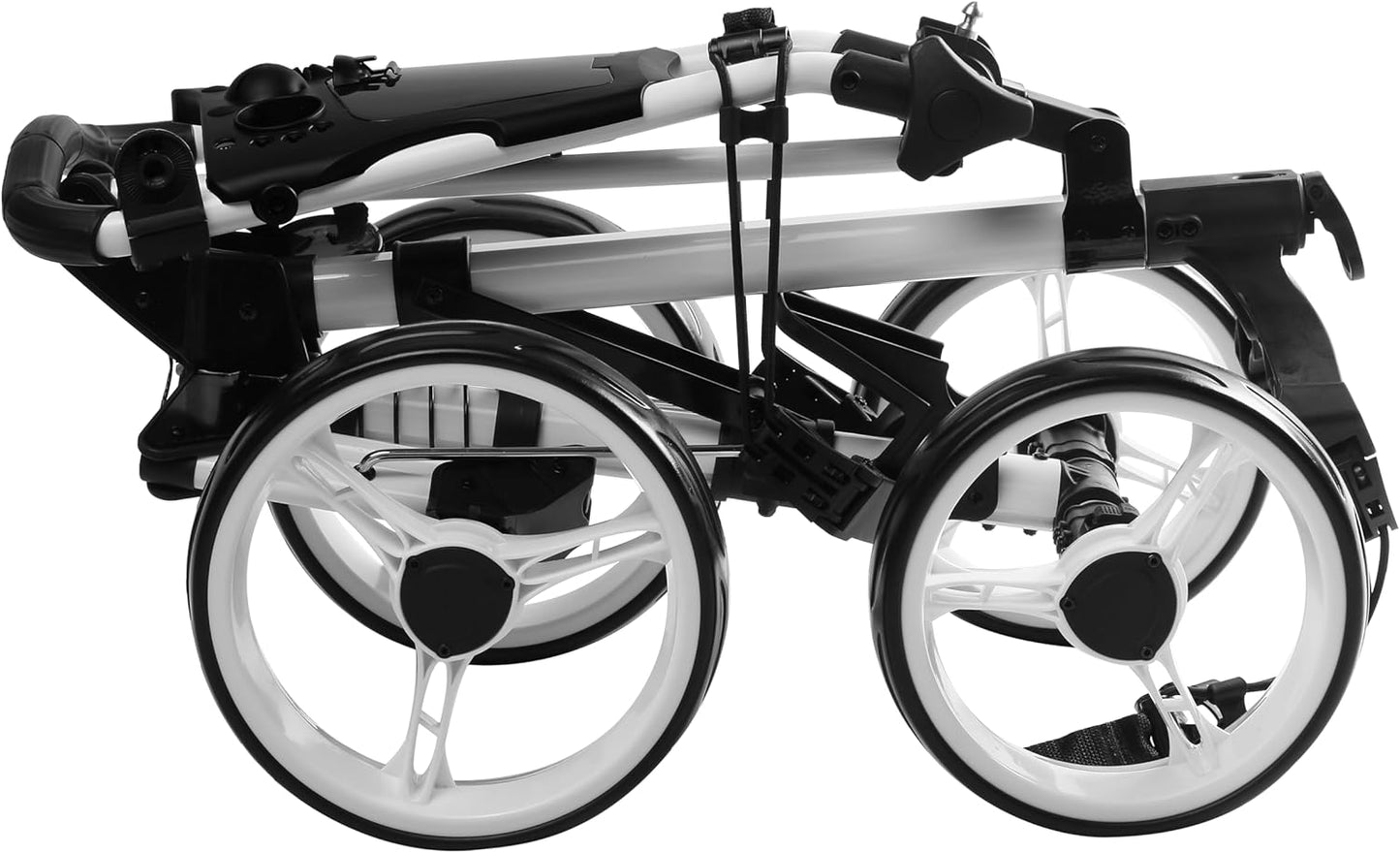 Folding Golf Push Cart 4 Wheel with Foot Brake – 1-Second Open & Close Golf Bag Cart, Adjustable Handle, Ball-Bearing Wheels, Lightweight Aluminum Frame, Umbrella Holder Included