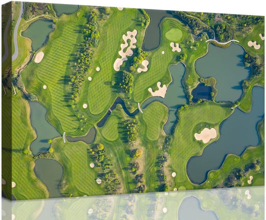 Golf Course Wall Art for Living Room Bedroom Bathroom Home Decorations Fairway Golf Course Picture Poster Canvas Prints Modern Framed Artwork Ready to Hang(12''H x 16''W)