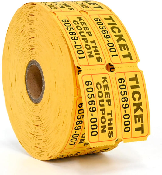 L LIKED Raffle Tickets Double Rolls 1000 per Roll 50/50 Raffle Tickets for Events, Entry, Class Reward, Prizes (Yellow)