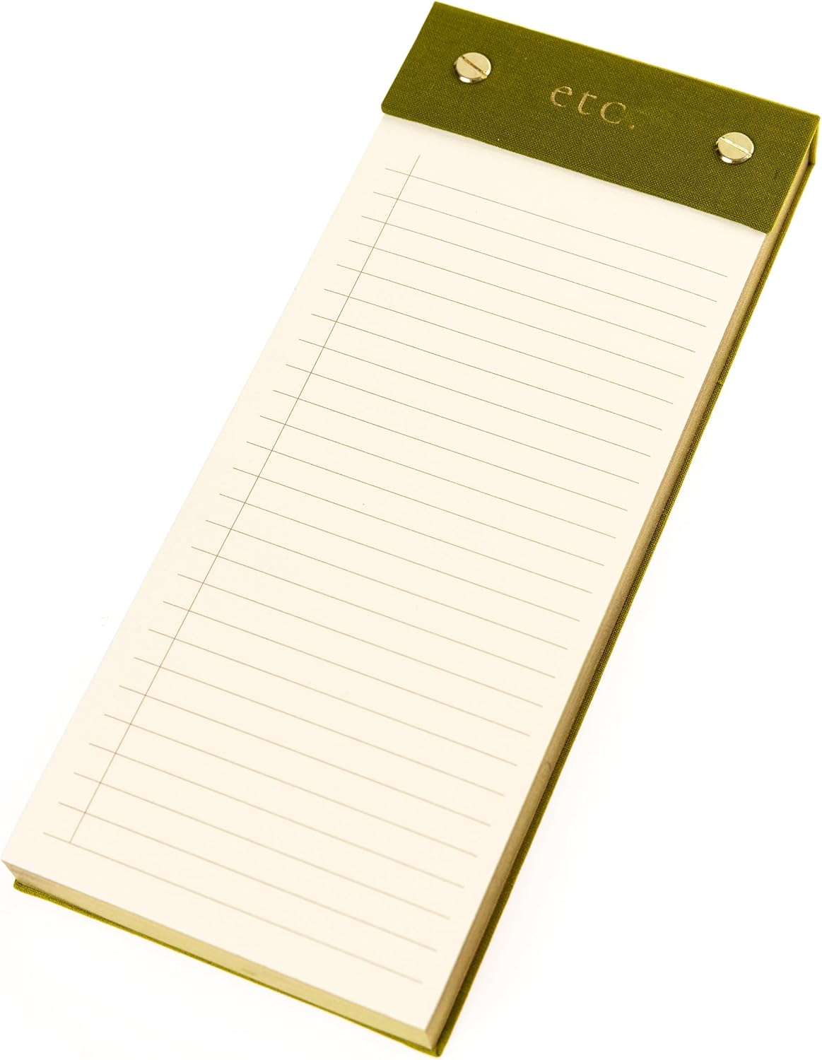 Graphique Post-Bound List Pad Luxe Collection, Perforated Sheets To-Do Notepad, Hardcover Binding, Gold Foil Embossing, 100 Pages, 4” x 9.75”, Olive Green