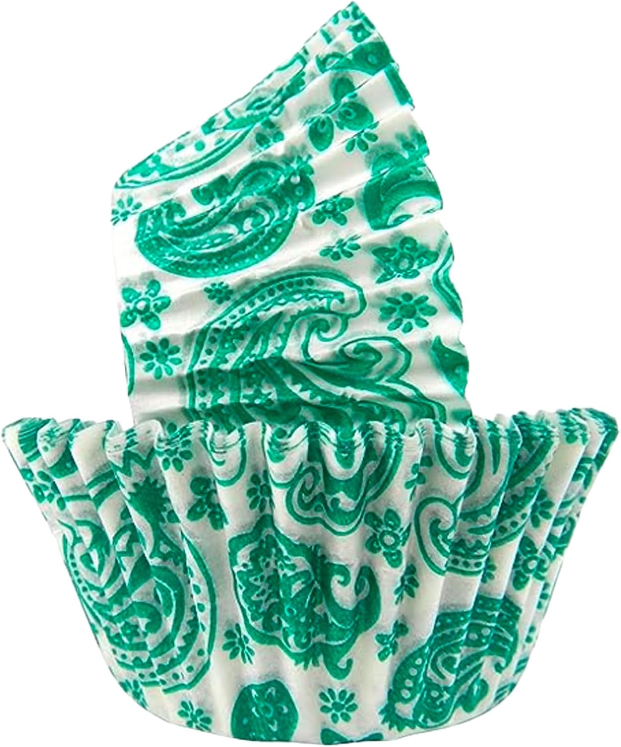 Regency Wraps Greaseproof Professional Grade Baking Cups, Pack of 40, Standard Liners, Green/White Paisley, for Cupcakes, Muffins, Candy, Non Stick