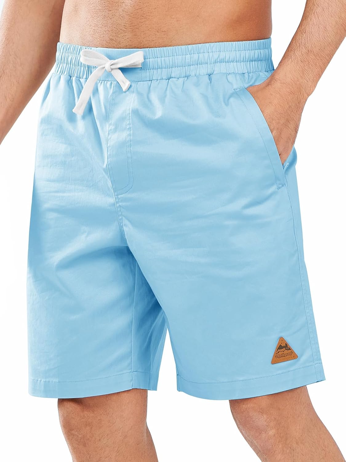NORTHYARD Mens Casual Shorts-Cotton 9" Golf Hiking Drawstring Elastic Waist Work Shorts with Zipper Pockets