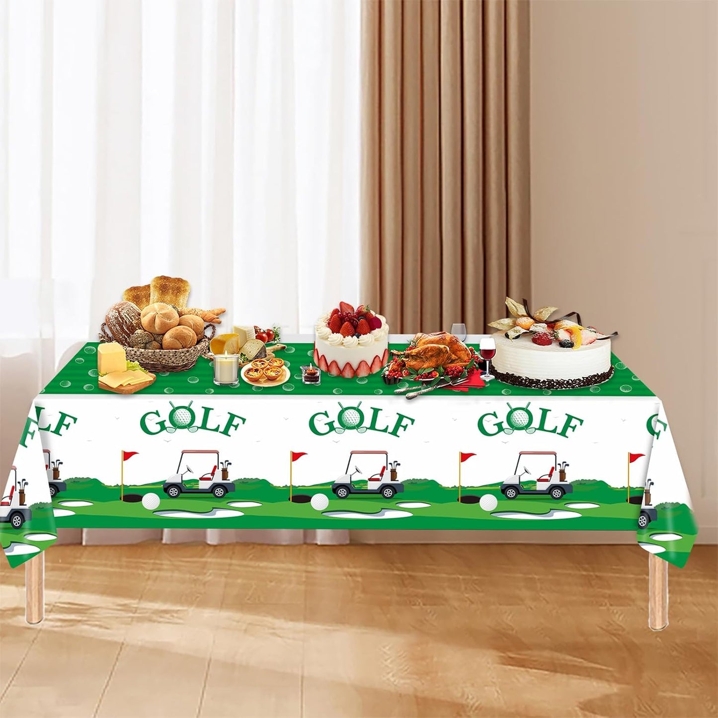4Pcs Golf Tablecloth Golf Party Decorations Sport Themed Party Supplies Rectangle Plastic Disposable Table Cover Ball Decorations for Birthday Picnic Sport Events