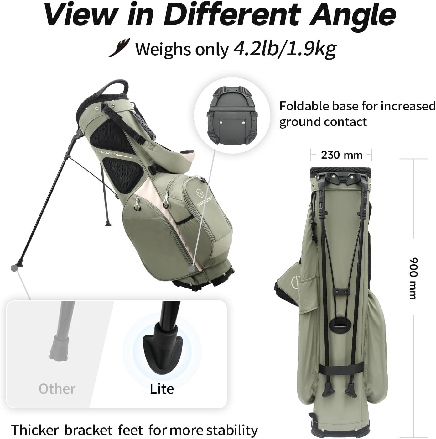 Lightweight Golf Stand Bag with 4 Way Top Dividers for Men and Women, Only 4.2 Pounds, 8 Storage Pockets Including Cooler, Double Shoulder Straps, Womens Golf Club Bag