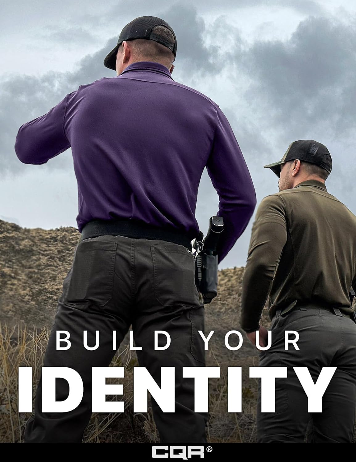 CQR Men's Polo Shirt, Long Sleeve Tactical Shirts, Outdoor UPF 50+ Pique Shirt, Dry Fit Lightweight Golf Shirts